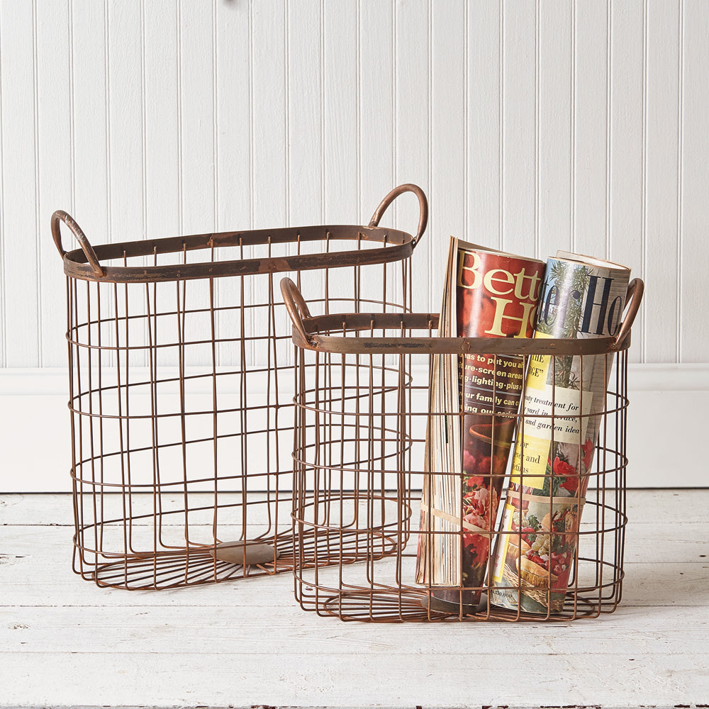 Copper Finish Oval Baskets (S/2)