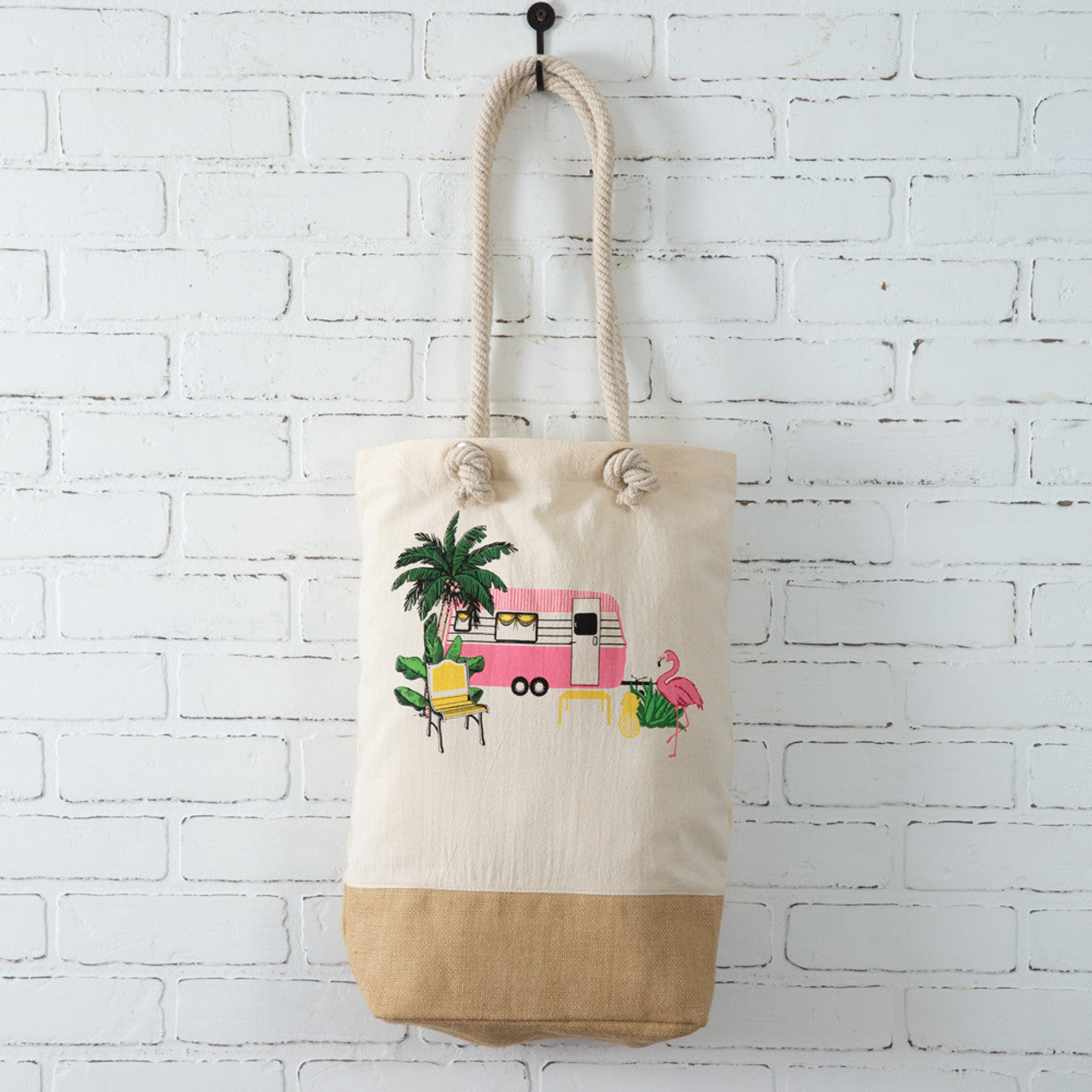 Summer Flamingo Camper Tote