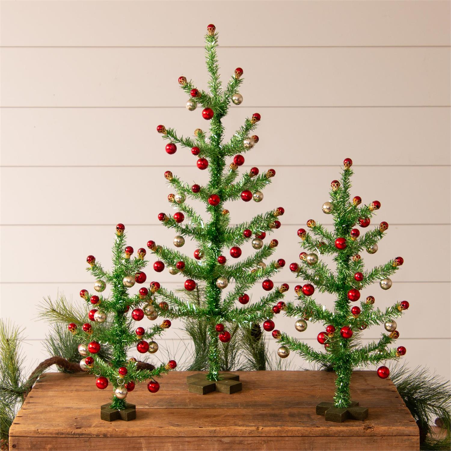 Vintage Christmas Trees With Ornaments