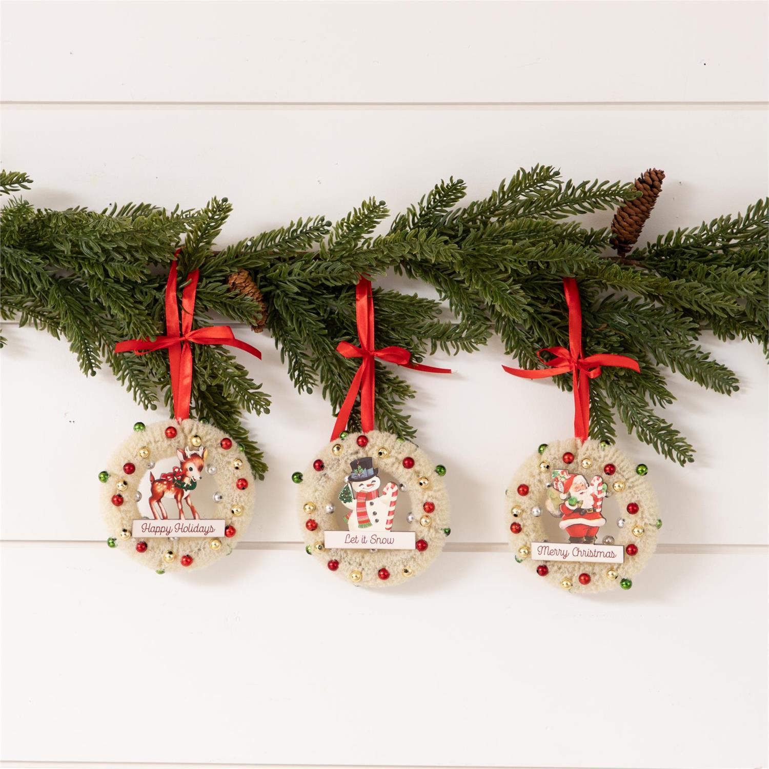 Ornaments - Vintage Bottle Brush Wreaths