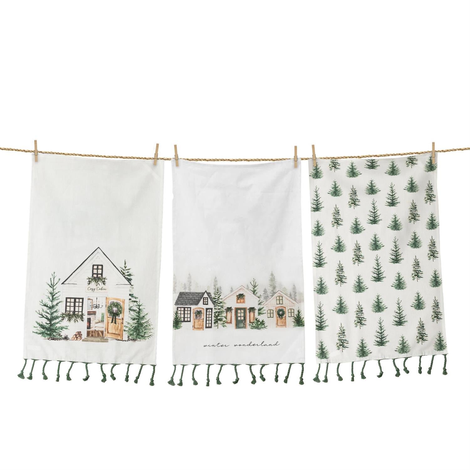 Tea Towels - Cozy Cottage Winter Wonderland