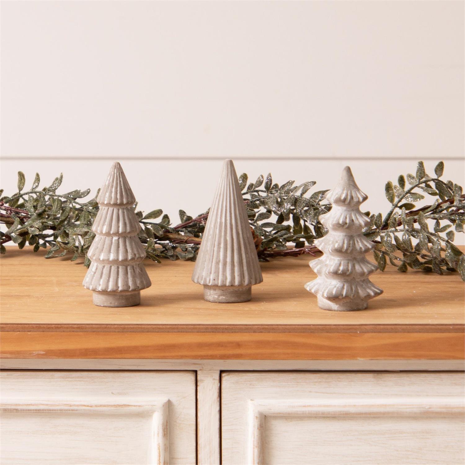 Mini Cement Christmas Trees (S/3)