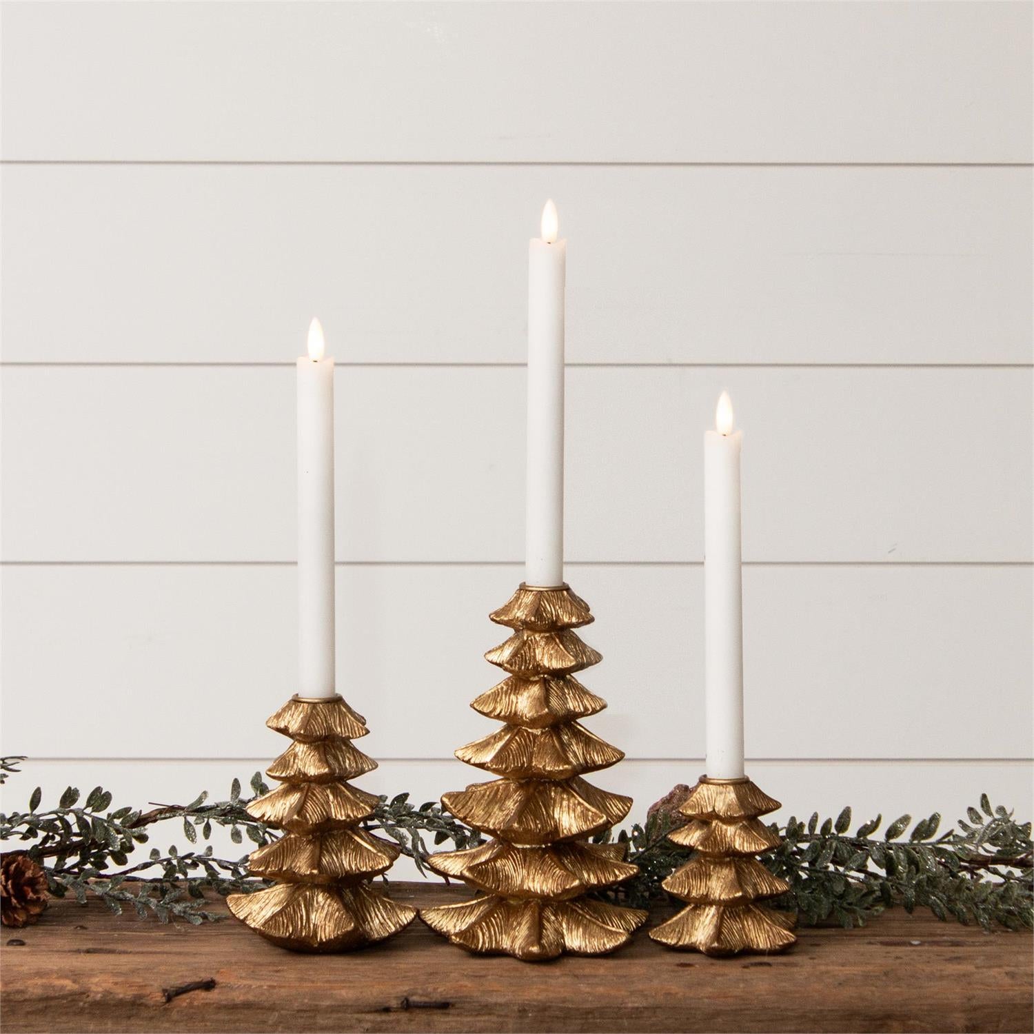 Gold Finish Christmas Tree Candle Holder
