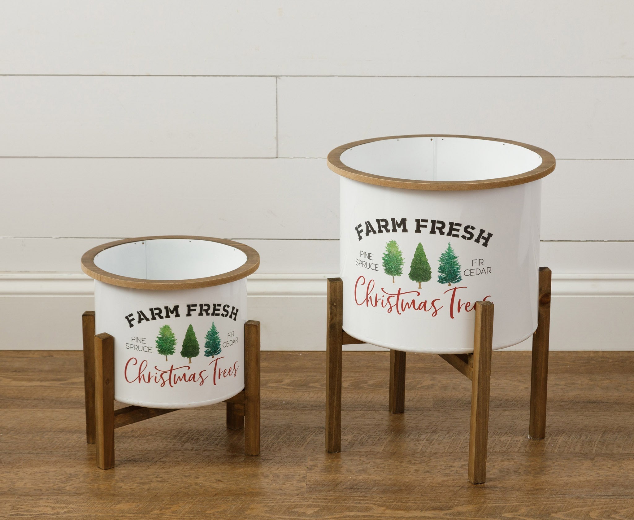 Farm Fresh Christmas Tree Planters (S/2)