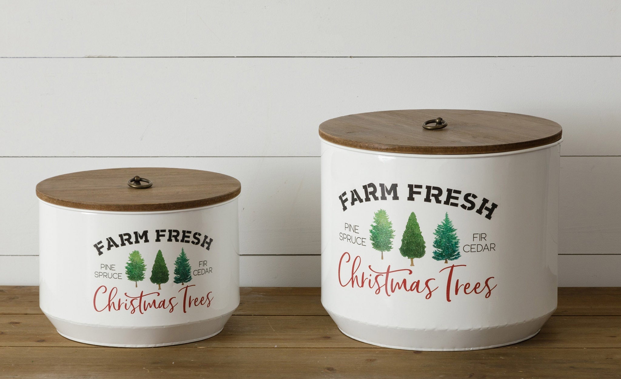 Farm Fresh Christmas Tree Containers w/ Lids (S/2)
