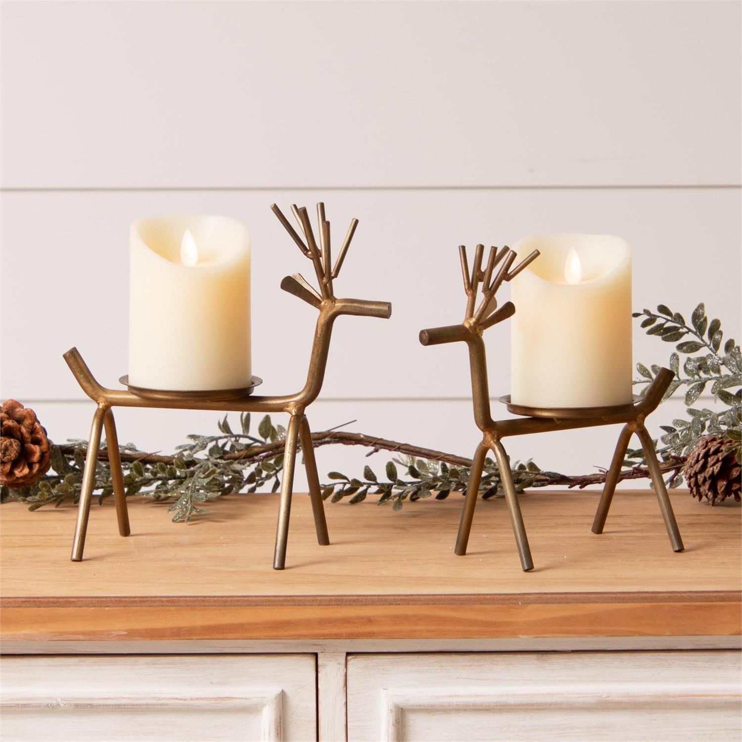 Gold Finish Deer Candle Holders (S/2)