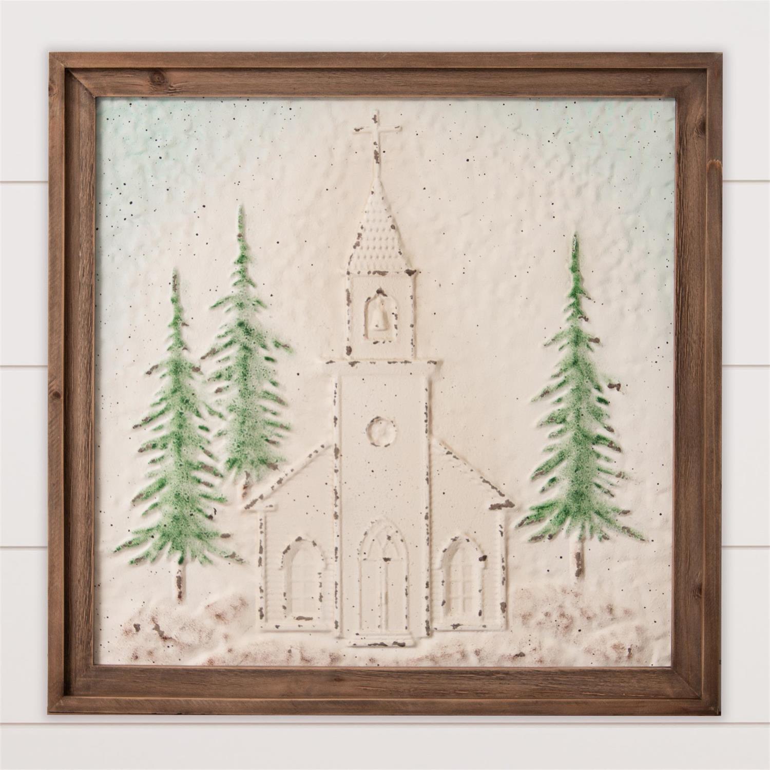 Wall Art - Embossed Church In Forest