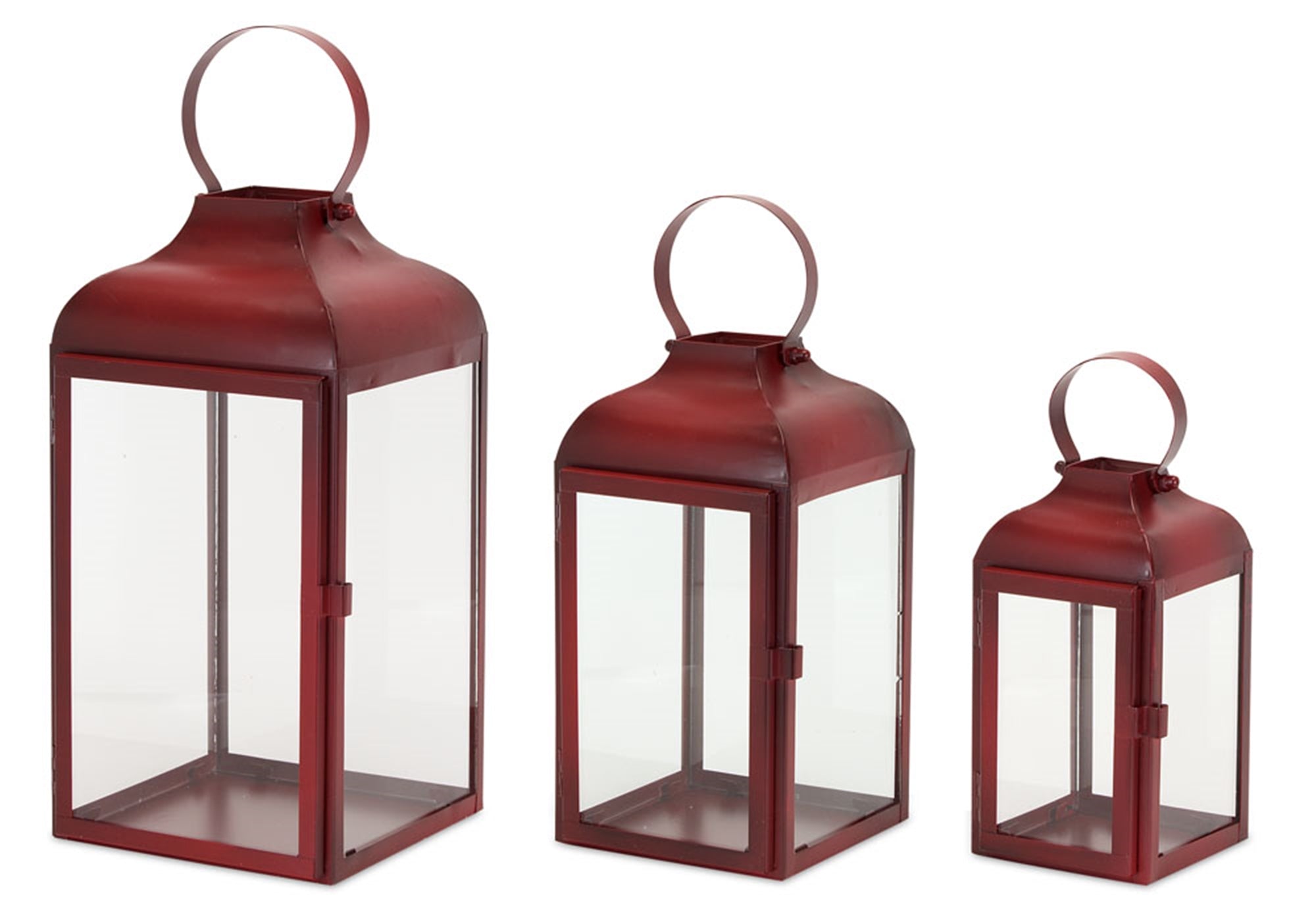 Matte Red Iron Lanterns (S/3)