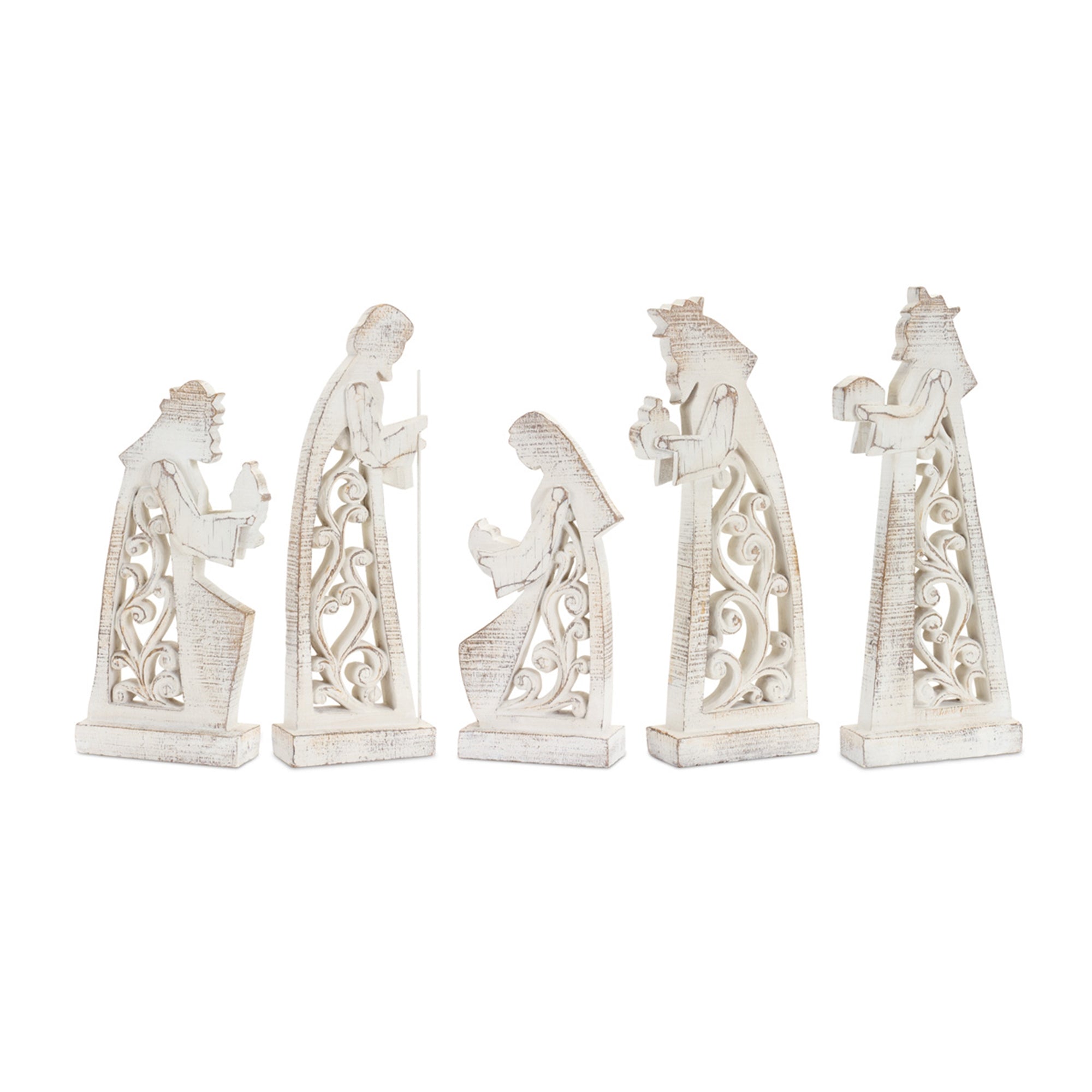 Distressed Carved Nativity Set (S/5)