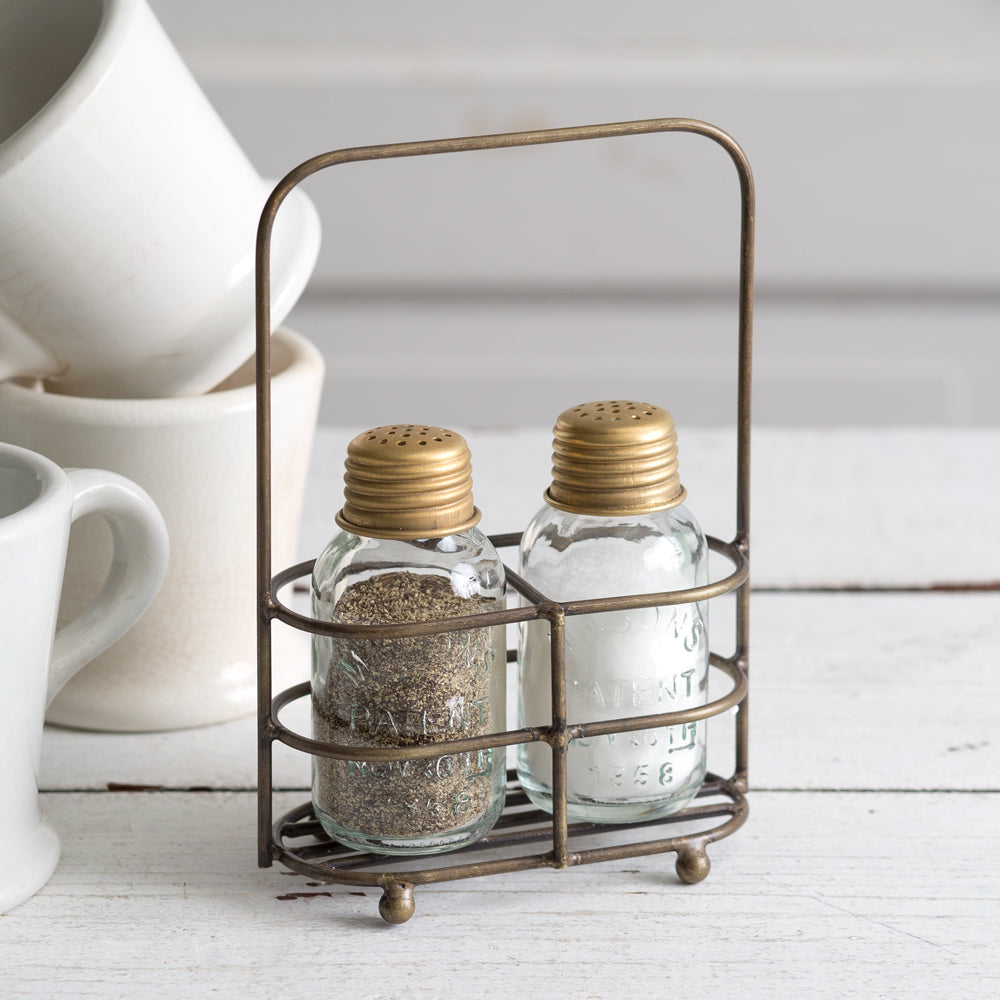 Salt and Pepper Carrier - Antique Brass