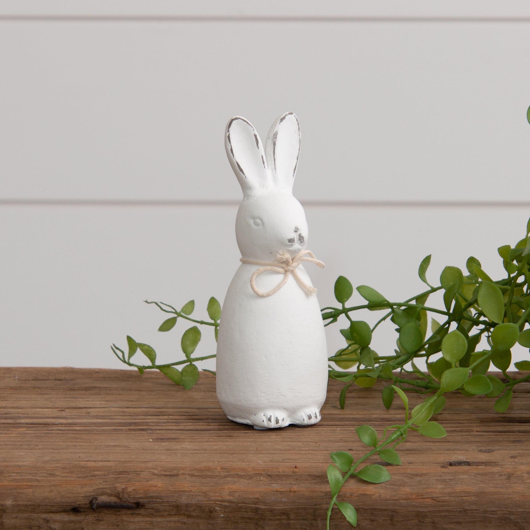 White Cement Rabbit Figurine