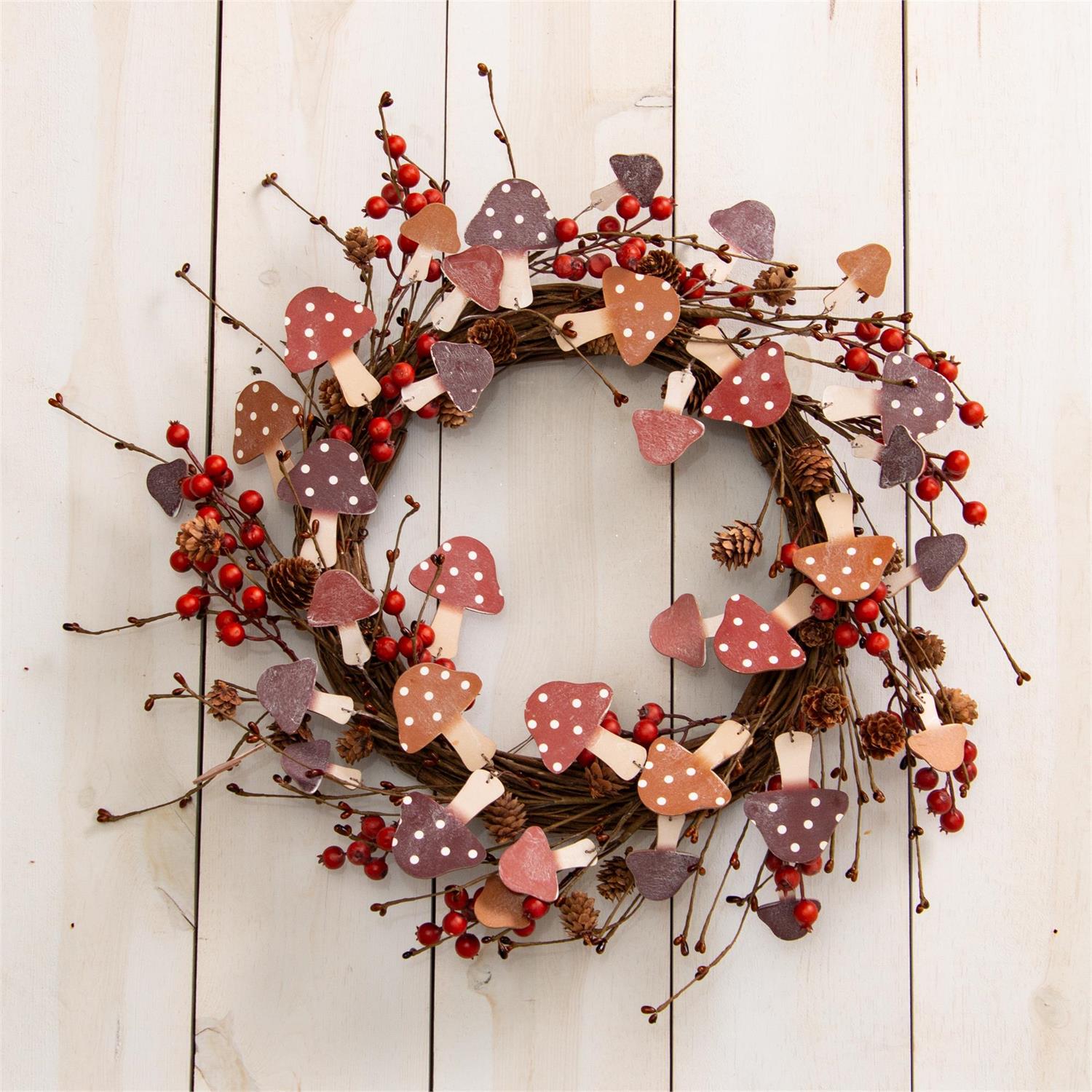 Berries, Mini Pinecones, Mushrooms Wreath