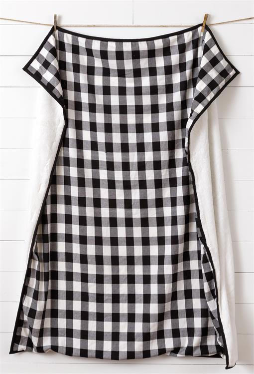 Black Plaid Sherpa Throw