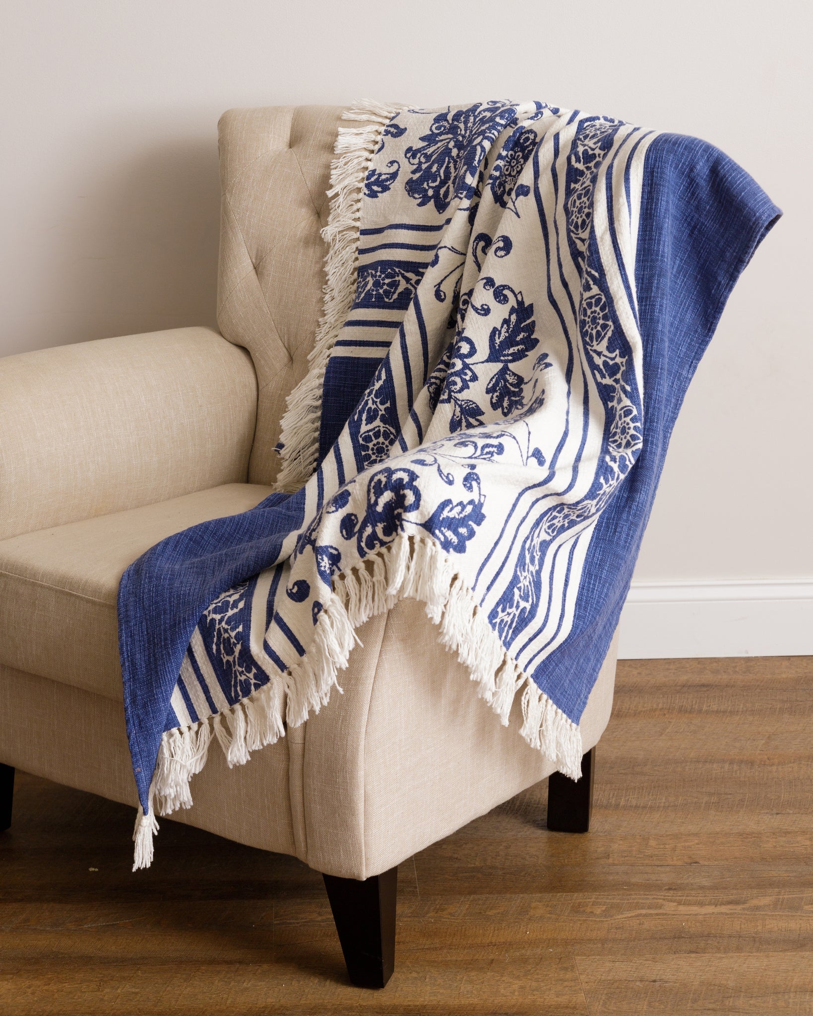 Blue Floral Throw