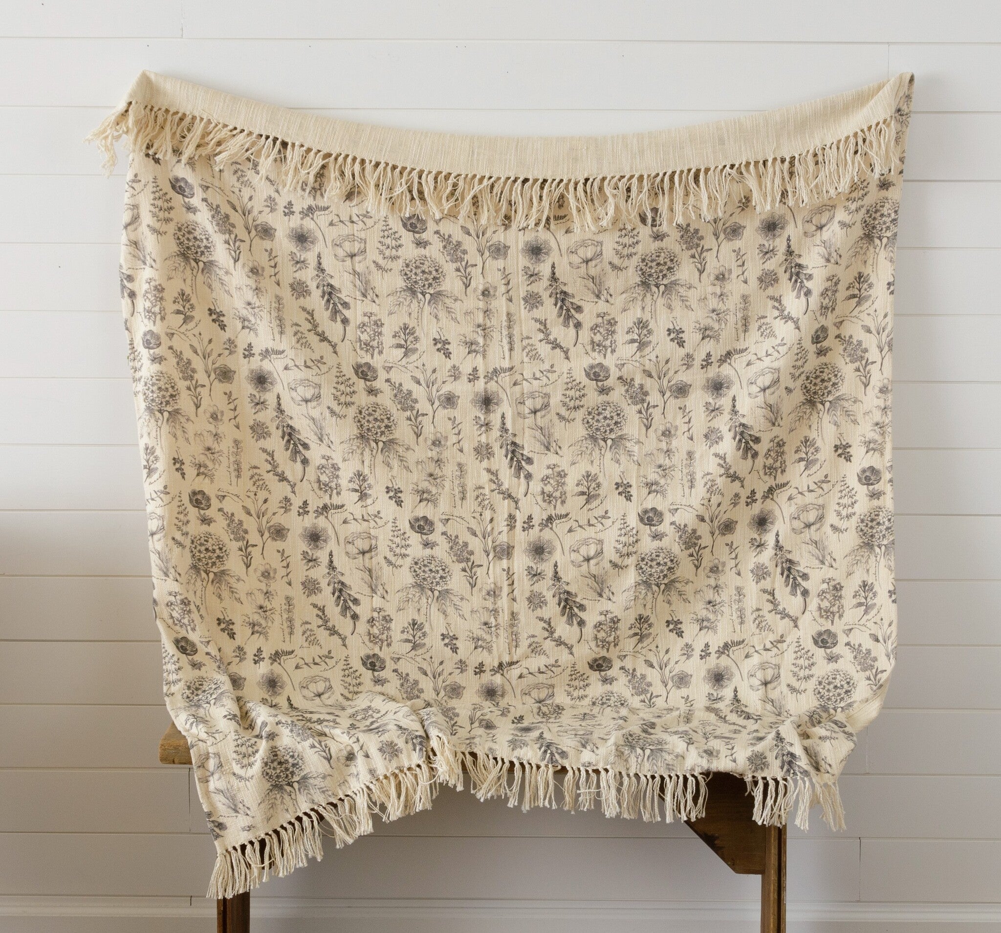 Black & White Botanical Throw