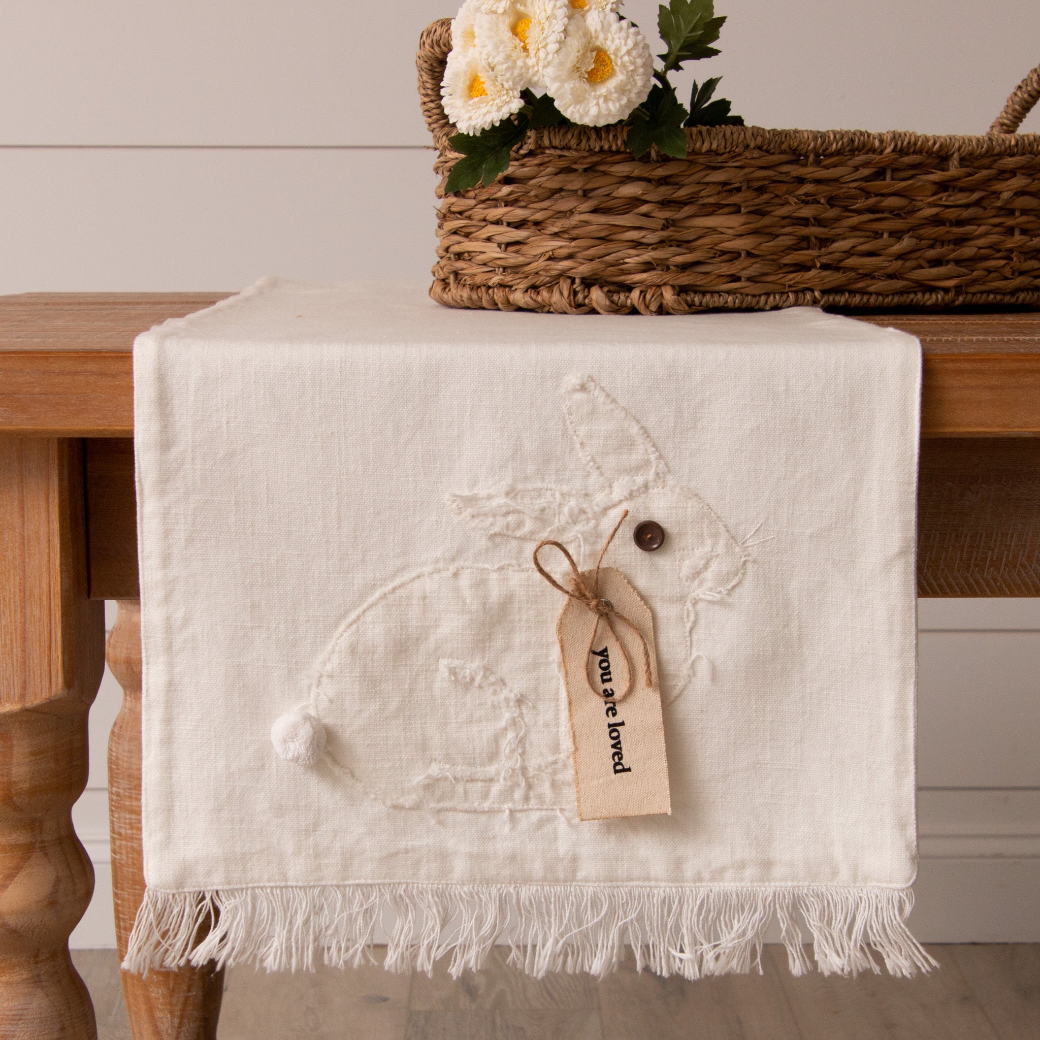 Raggedy Rabbit With Fabric Tag Table Runner