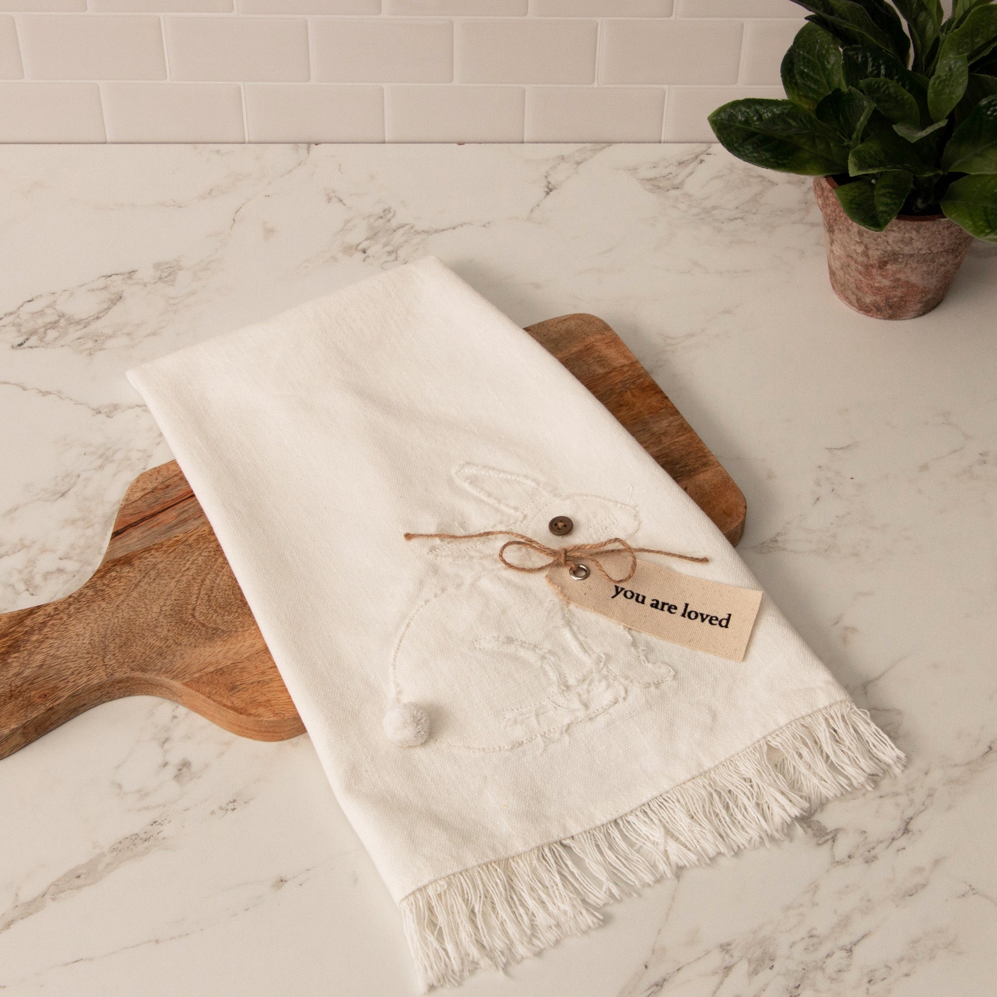 Raggedy Rabbit With Fabric Tag Kitchen Towel (S/2)