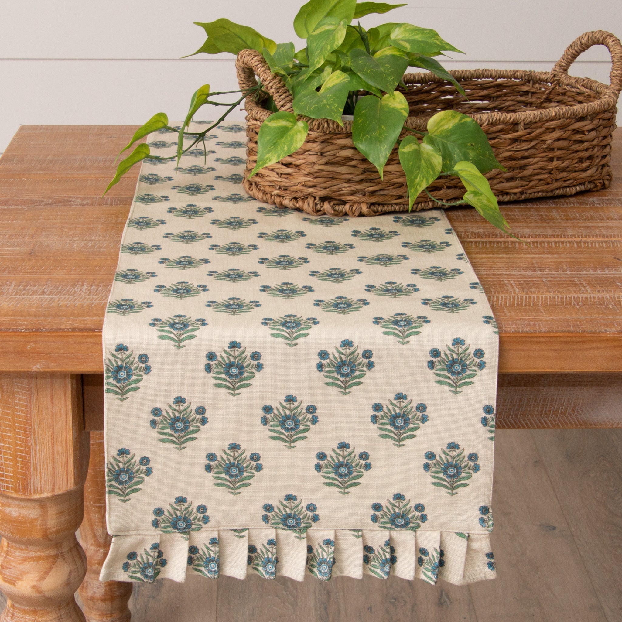 Table Runner - Blue Block Print Silhouette