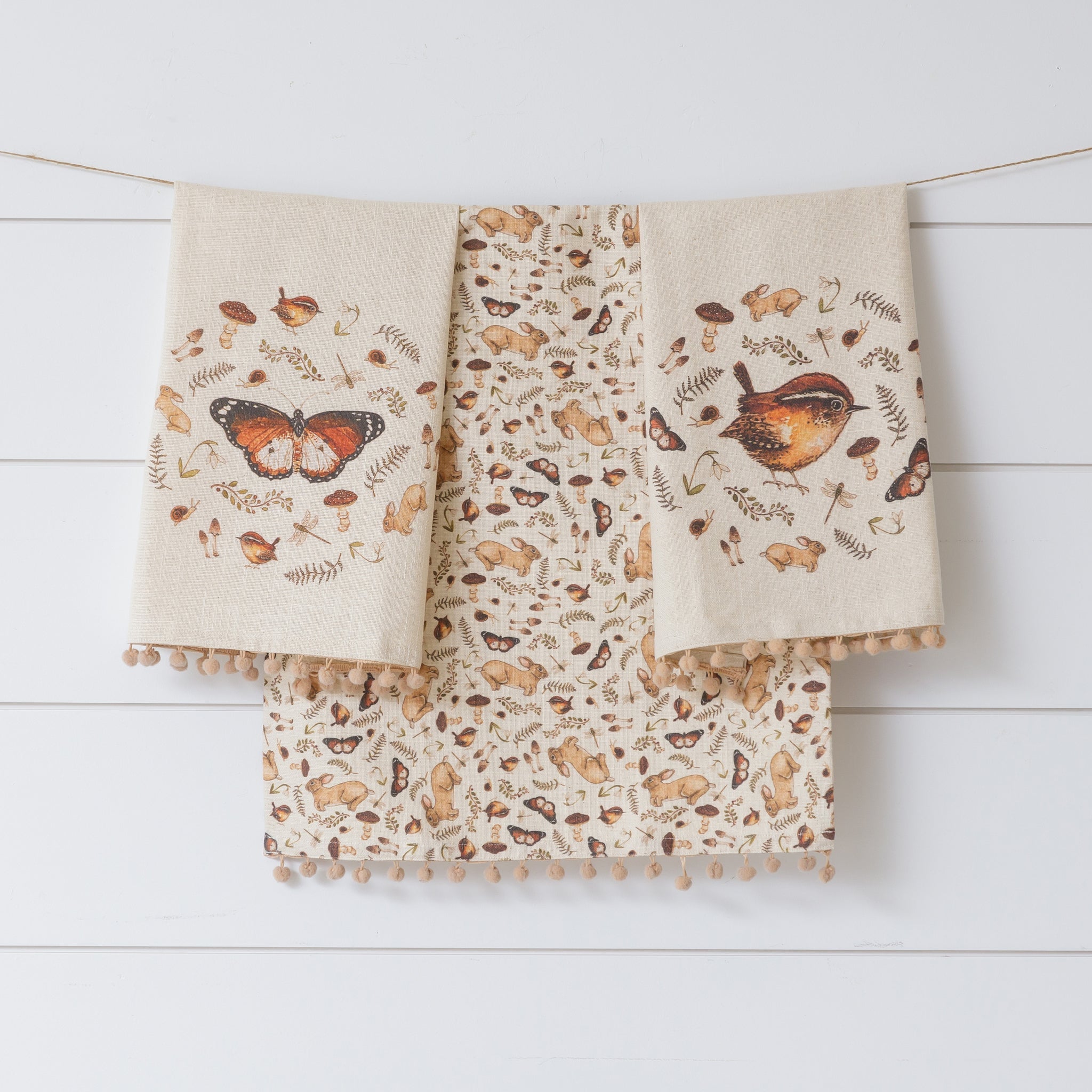 Bird, Butterfly, Rabbit Kitchen Towels (S/3)