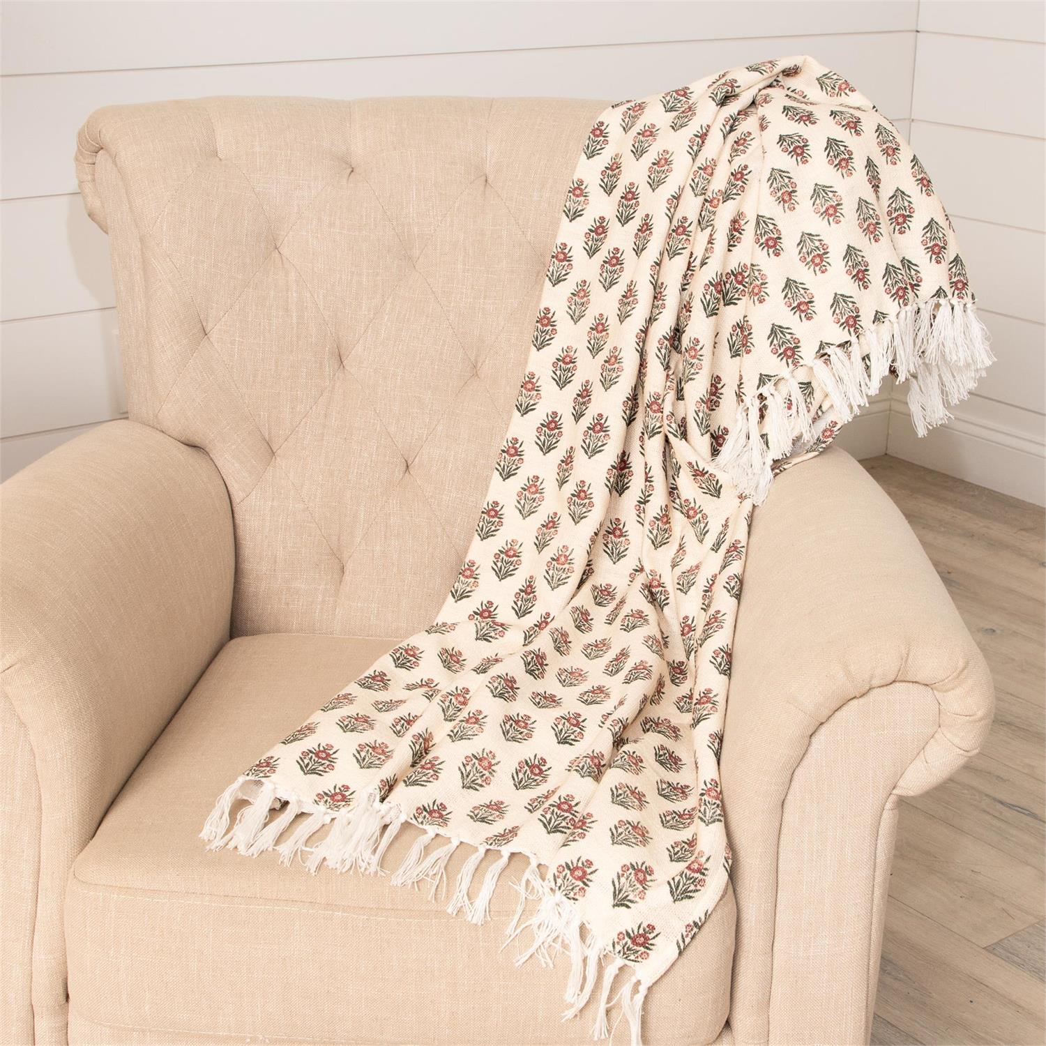 Throw - Red Block Print Silhouette