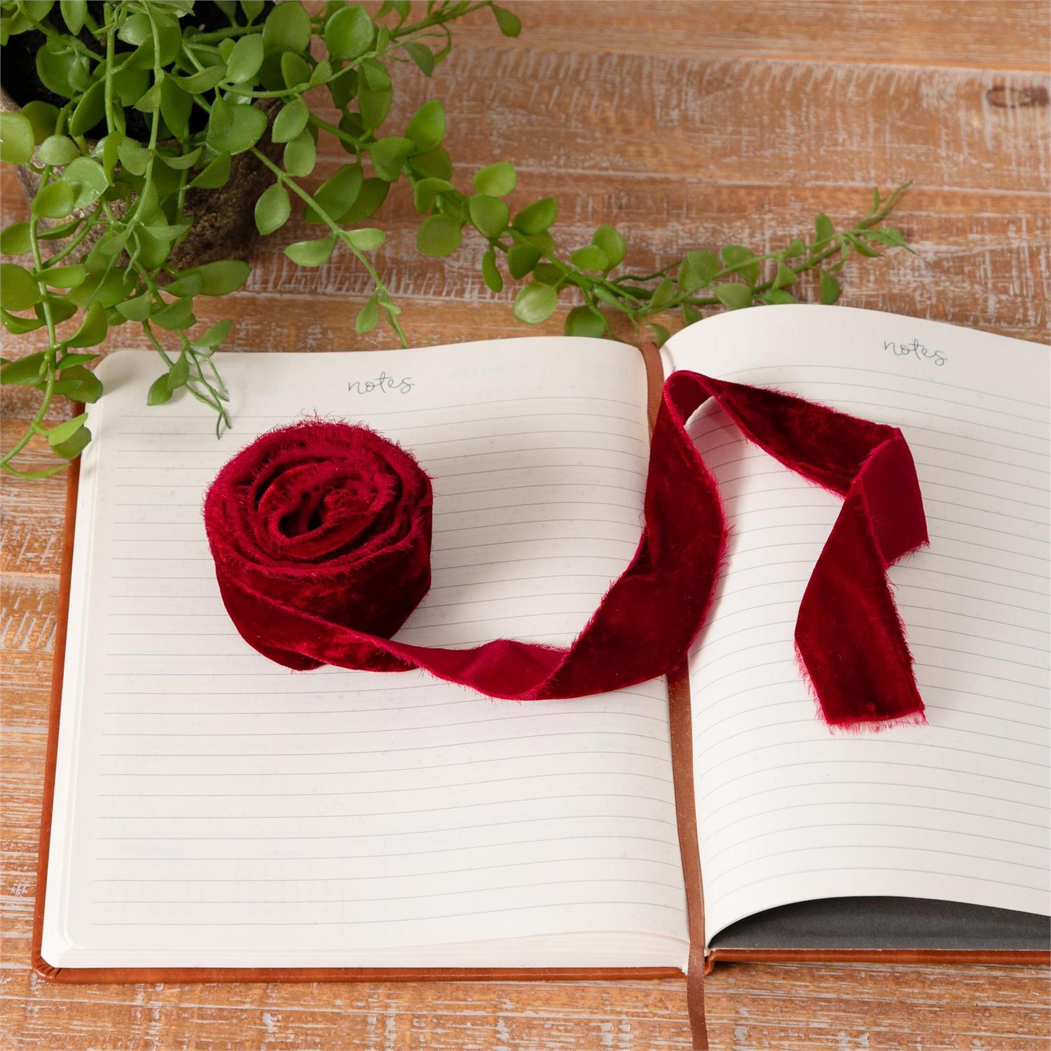 Red Raw Edge Velvet Ribbon