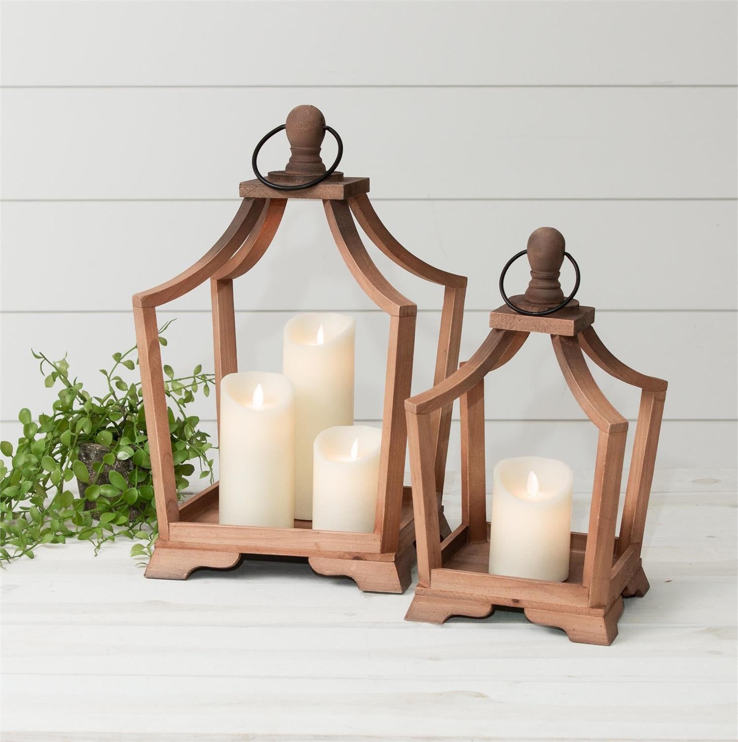 Natural Wood Arched Lanterns (S/2)