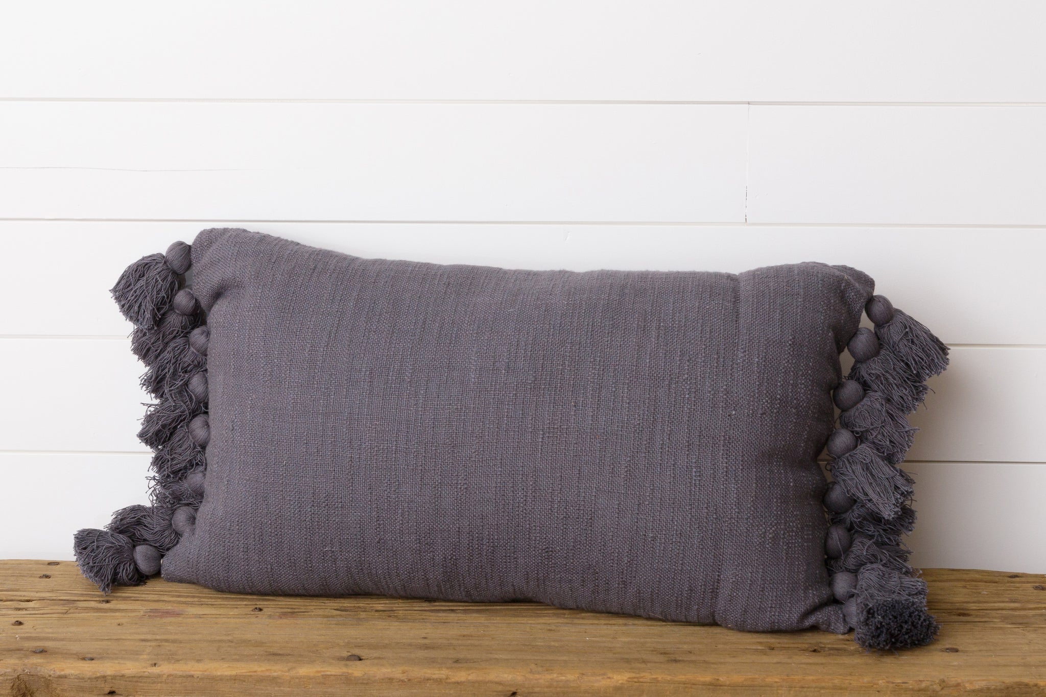 Navy Lumbar Pillow w/ Tassels