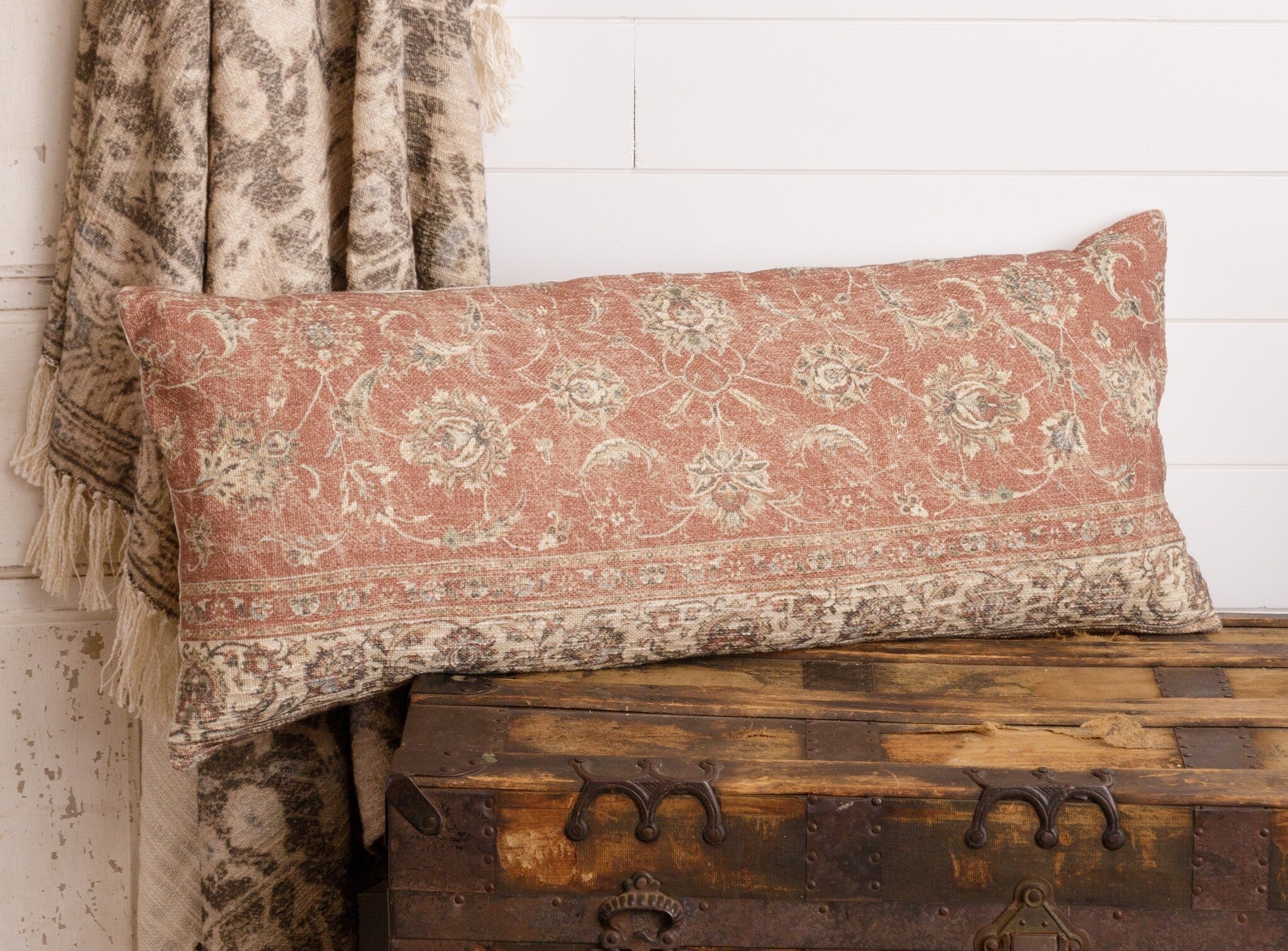 Antique Rug Elongated Lumbar Pillow