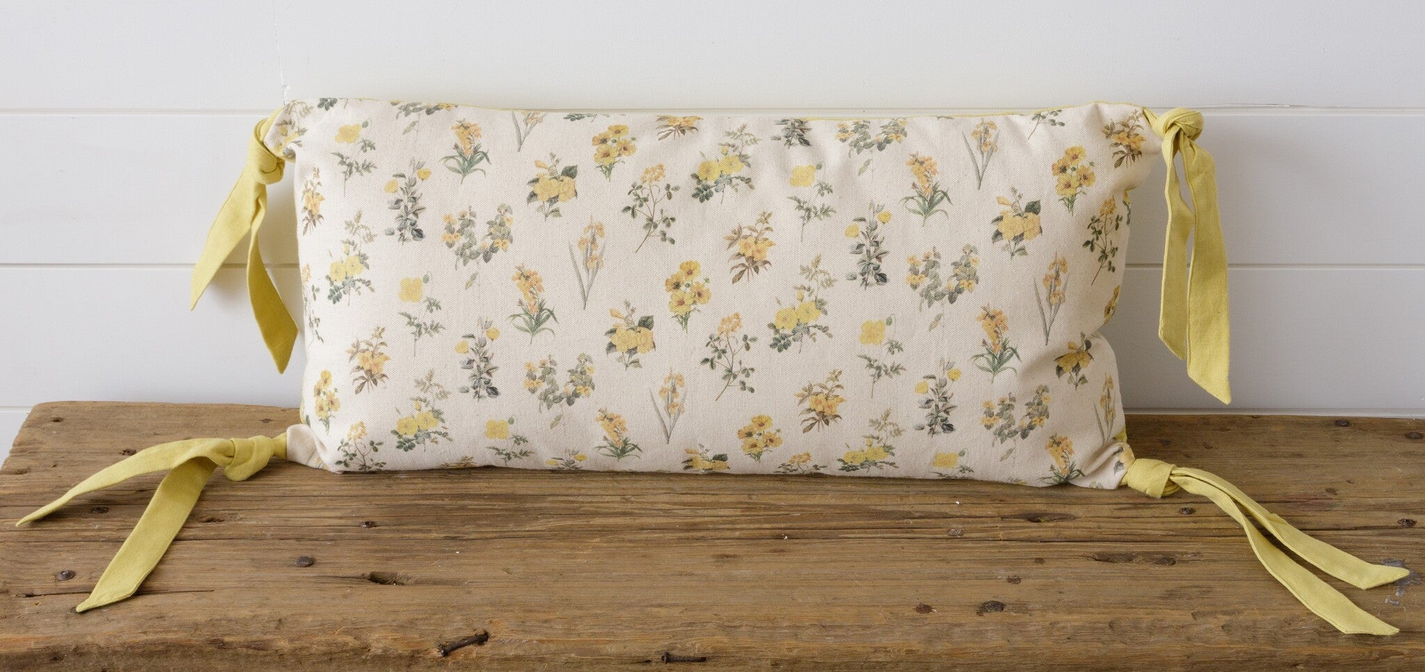 Yellow Flowers Lumbar Pillow