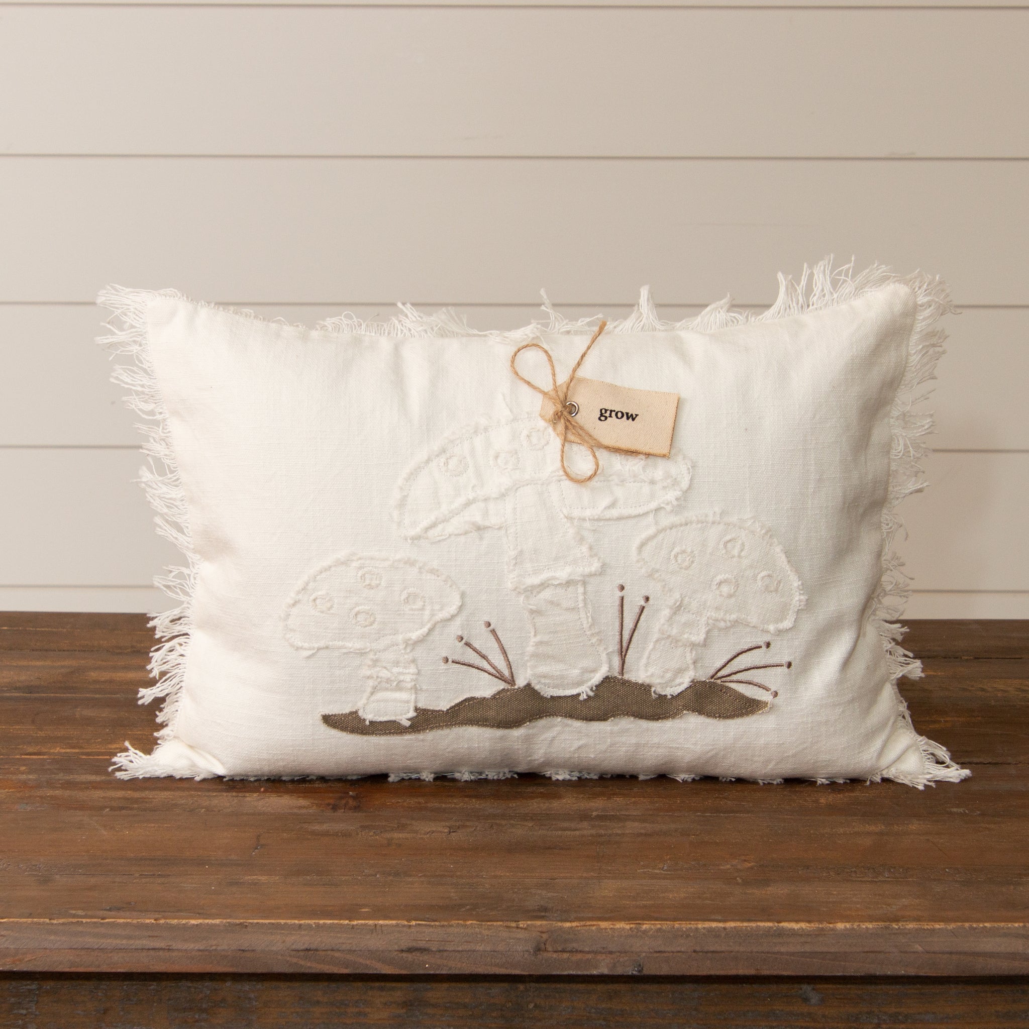 Raggedy Mushroom Pillow With Fabric Tag