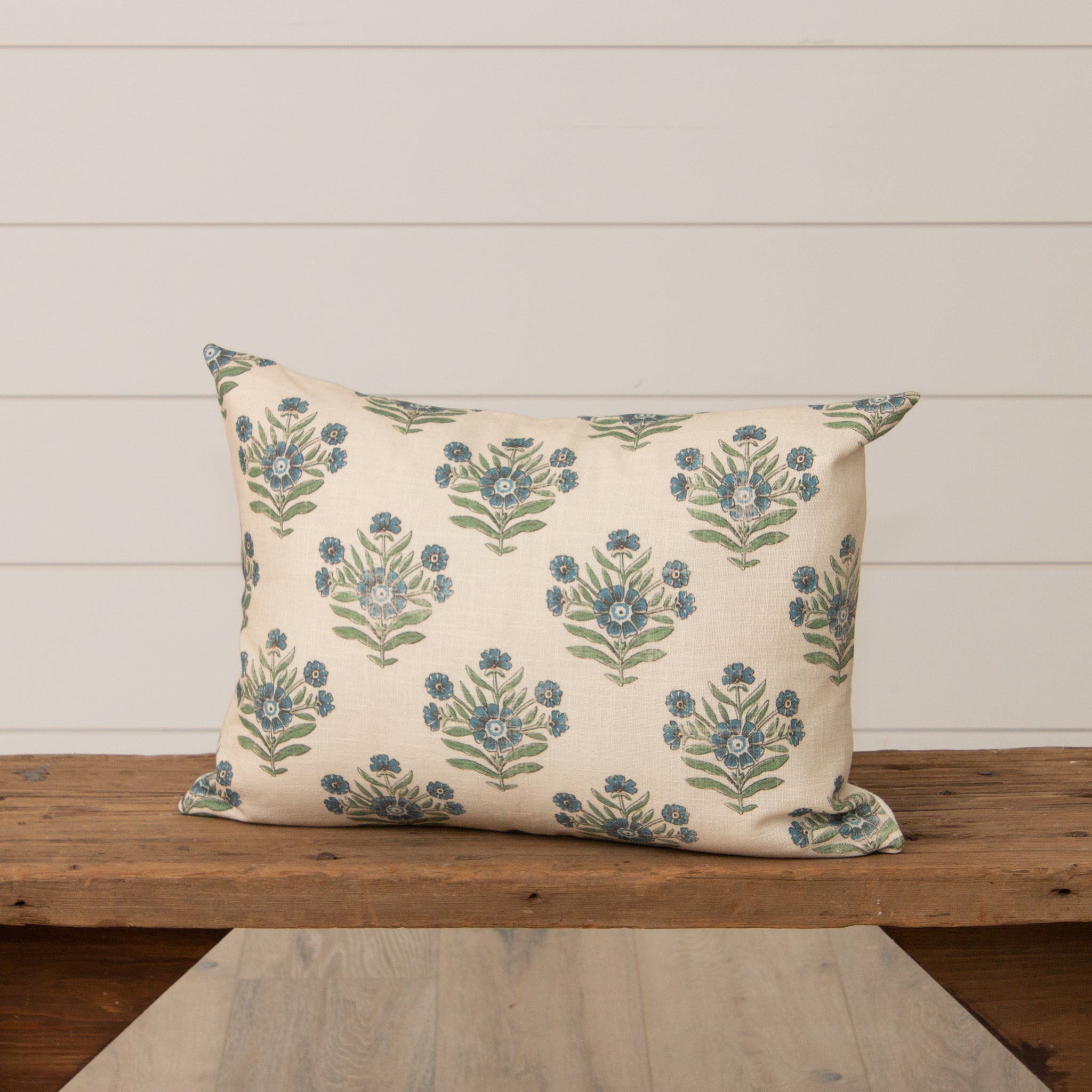 Blue Block Print Silhouette Pillow