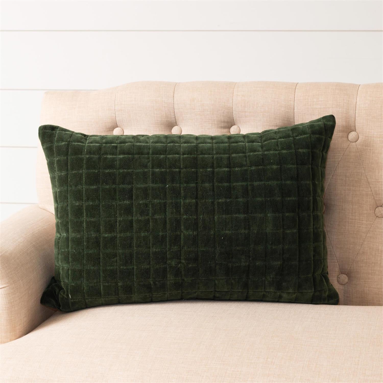 Quilted Velvet, Forest Green Pillow