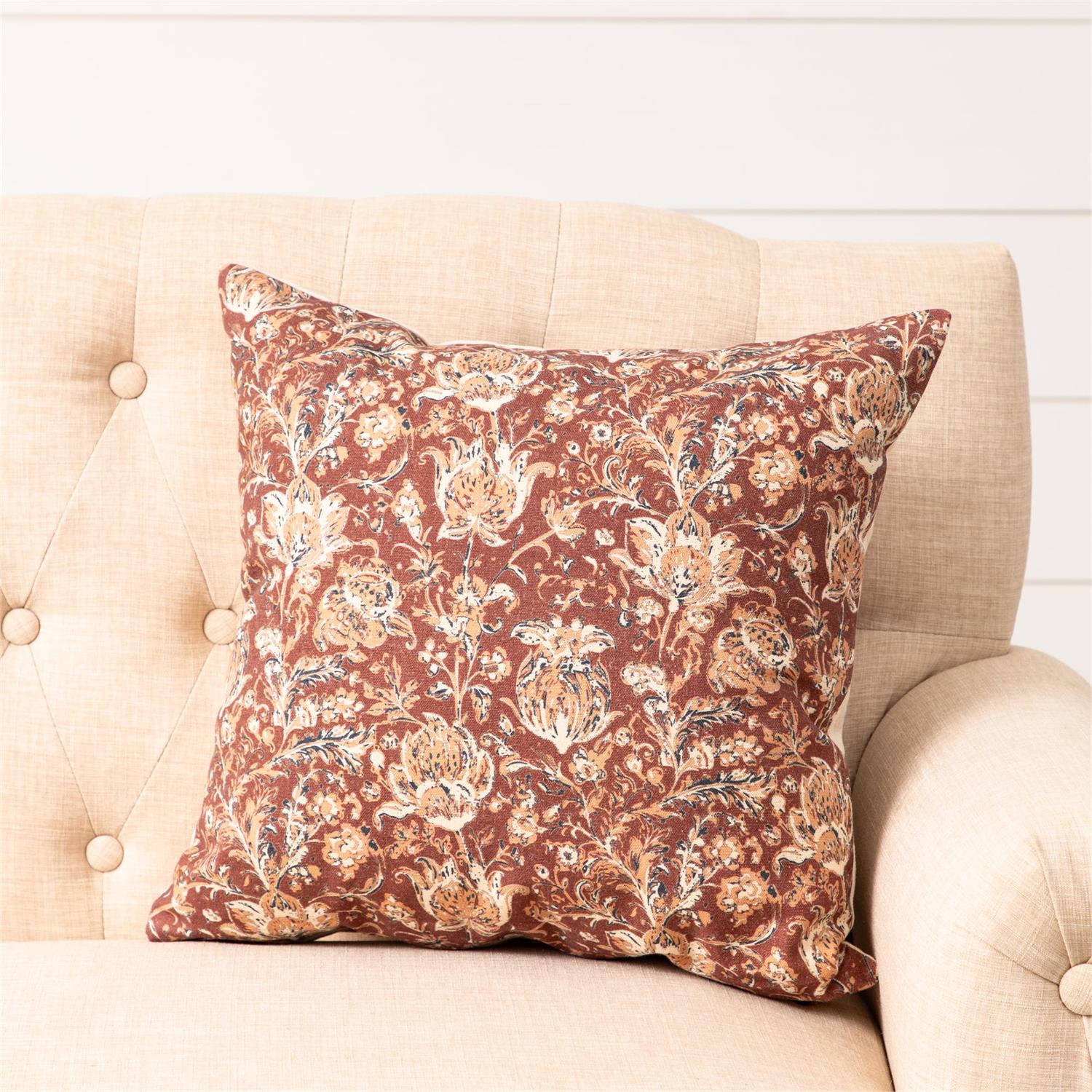 Rust and Navy Block Print Pillow