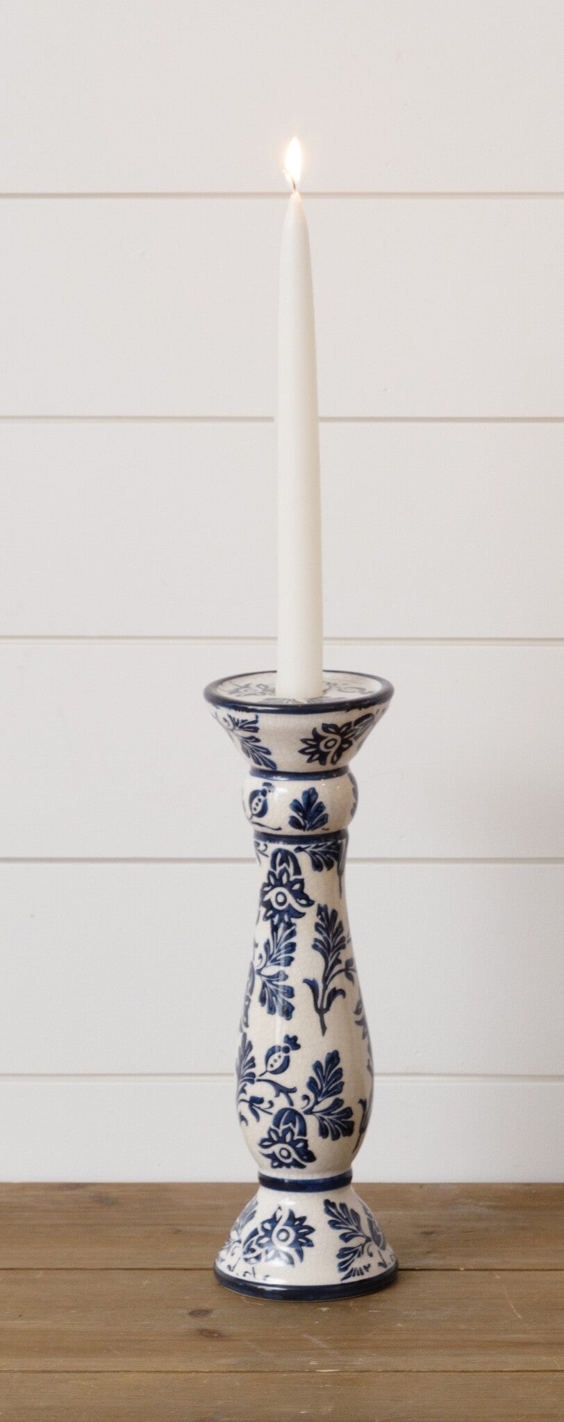 Blue Floral Candle Holder (L)