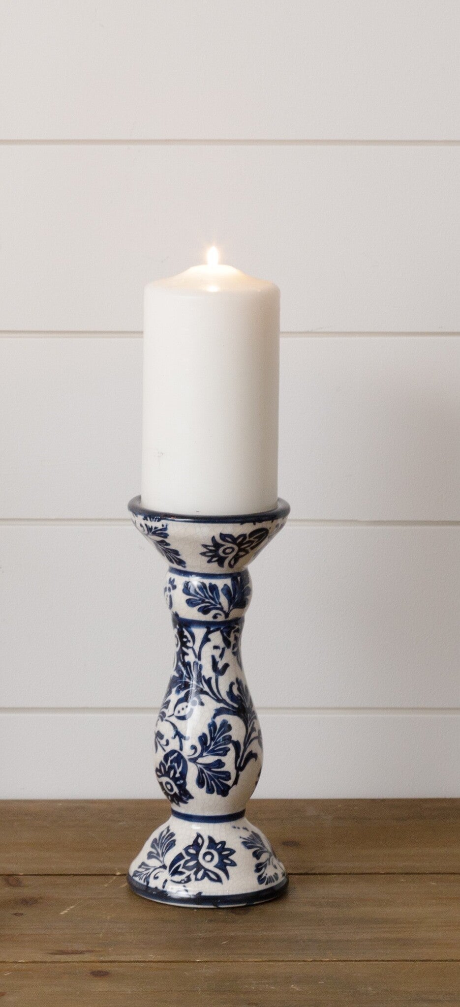 Blue Floral Candle Holder (M)