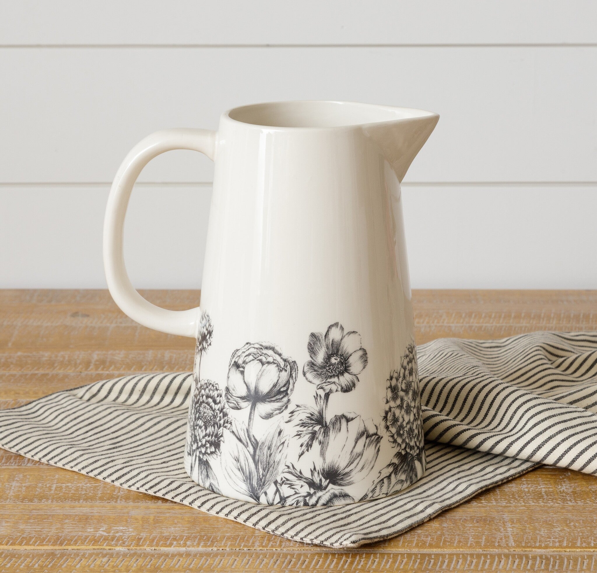 Black & White Botanical Pitcher