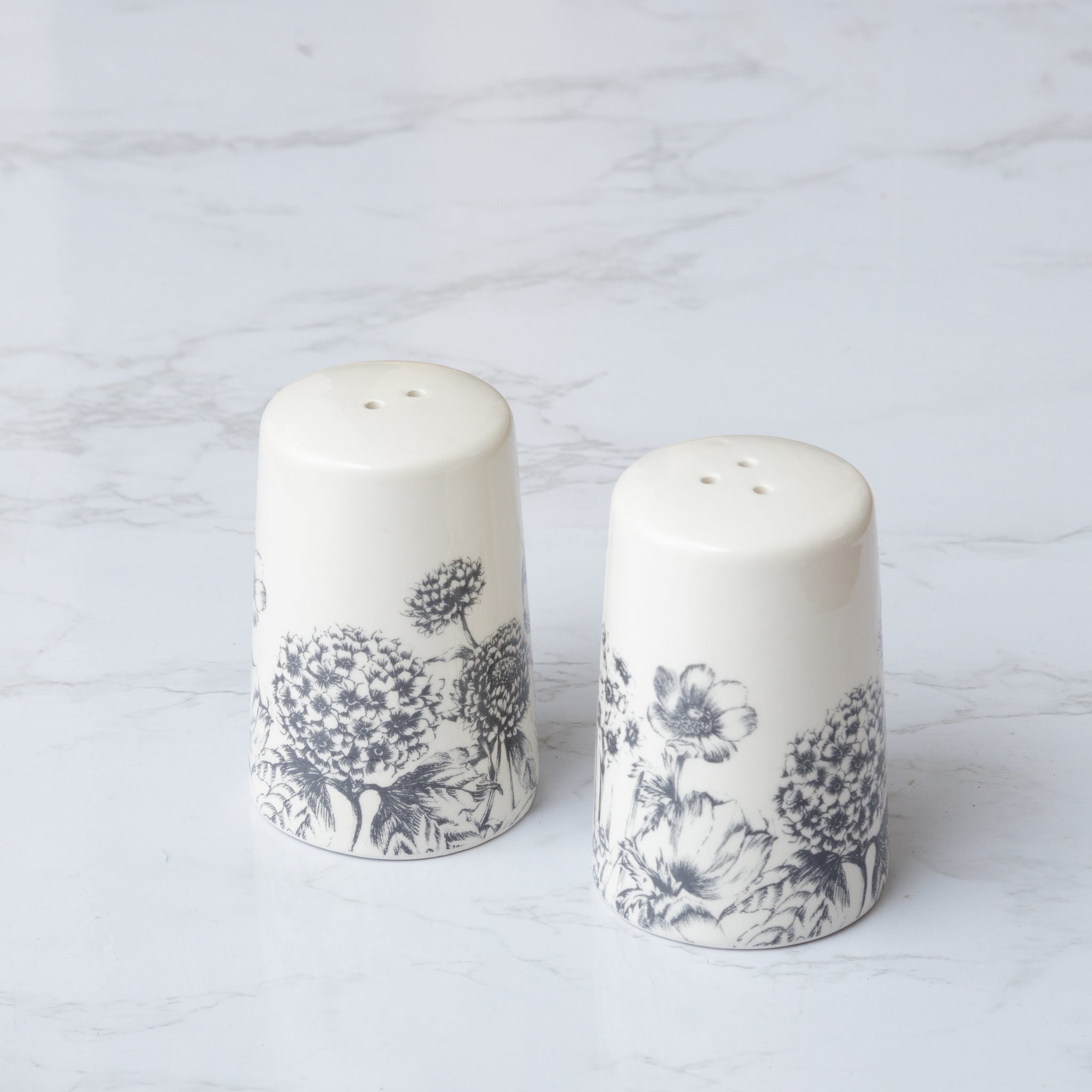Black & White Botanical Salt & Pepper