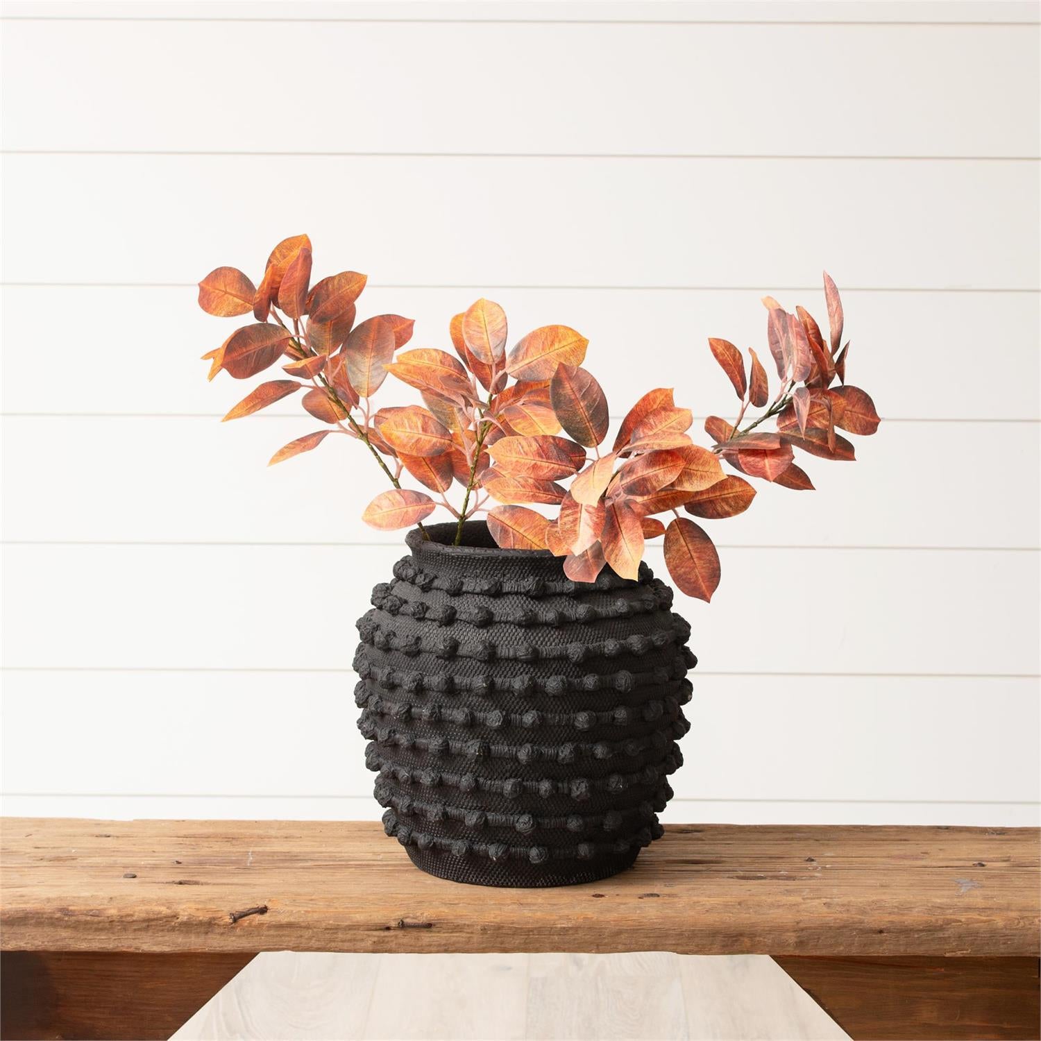Large Black Textured Knot Cement Vase