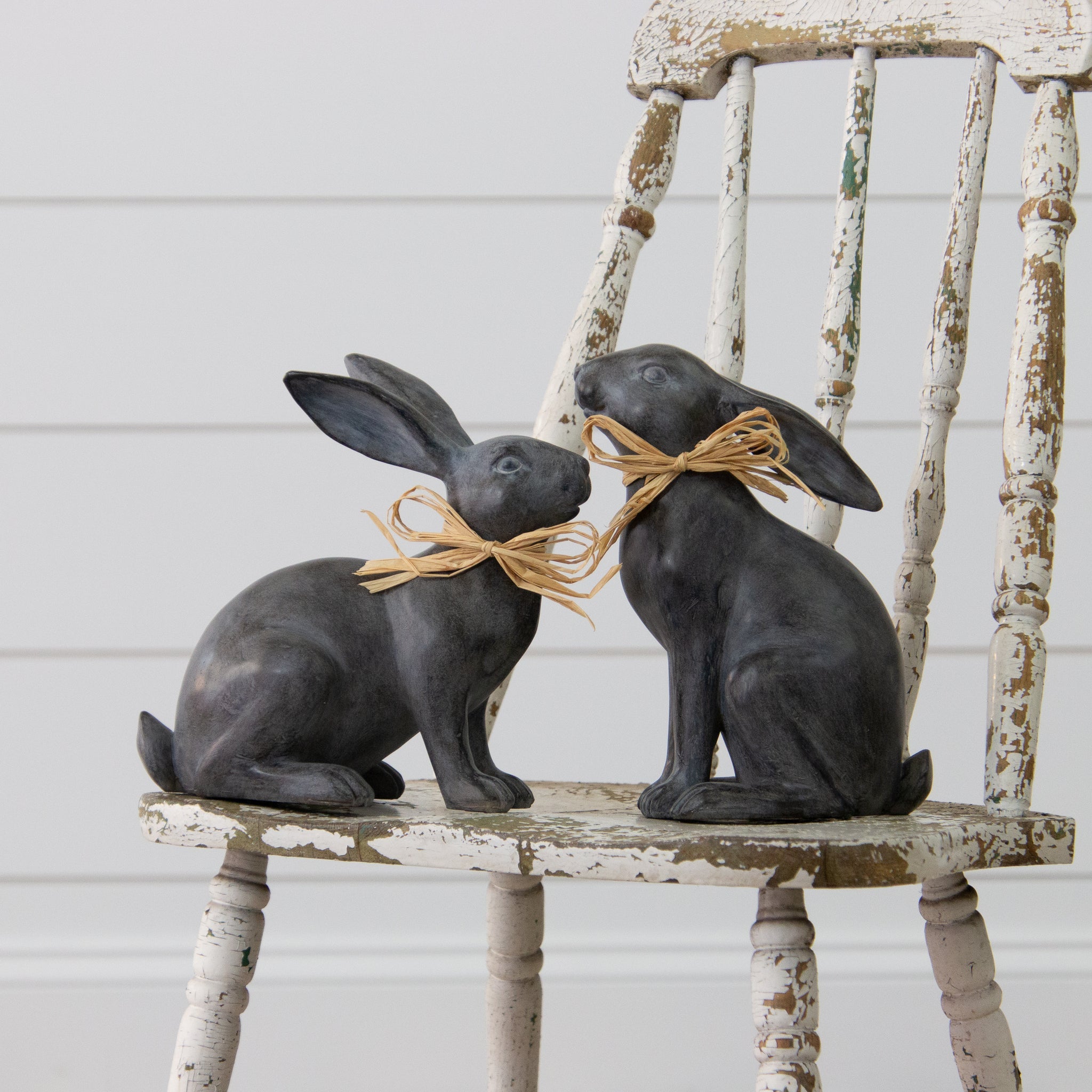 Rabbits with Raffia Bows (S/2)