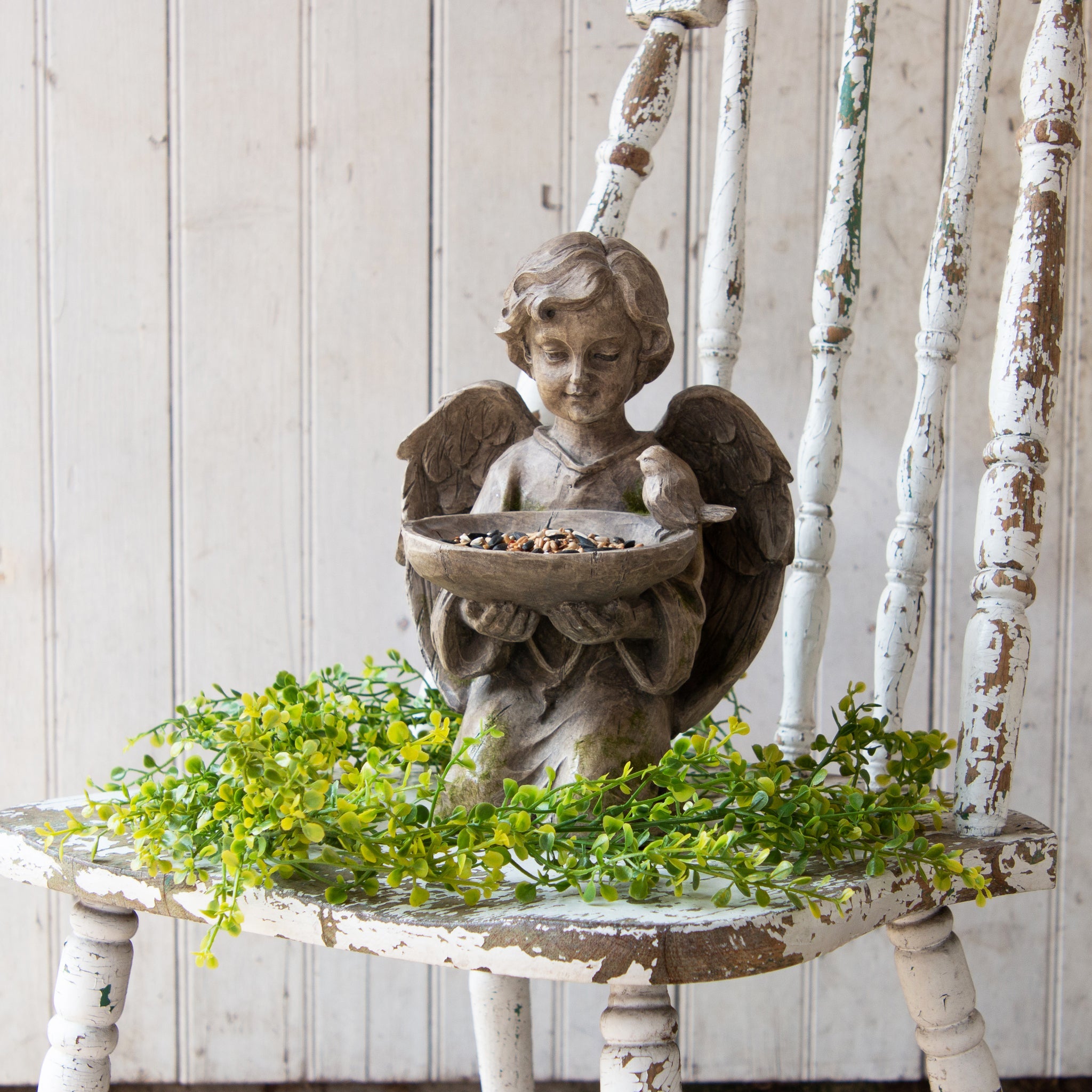 Kneeling Angel Figurine Holding Dish