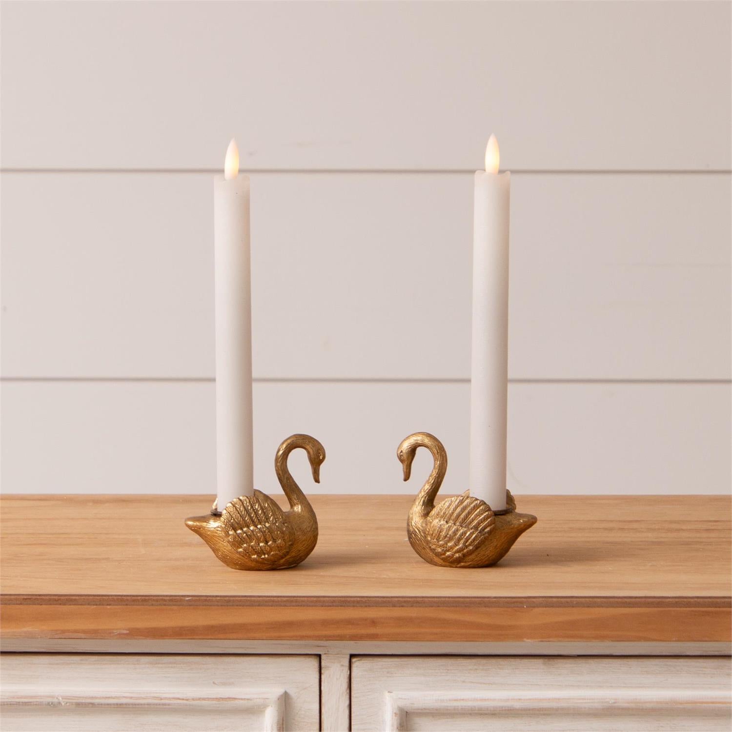 Swan Tapered Candle Holders (S/2)