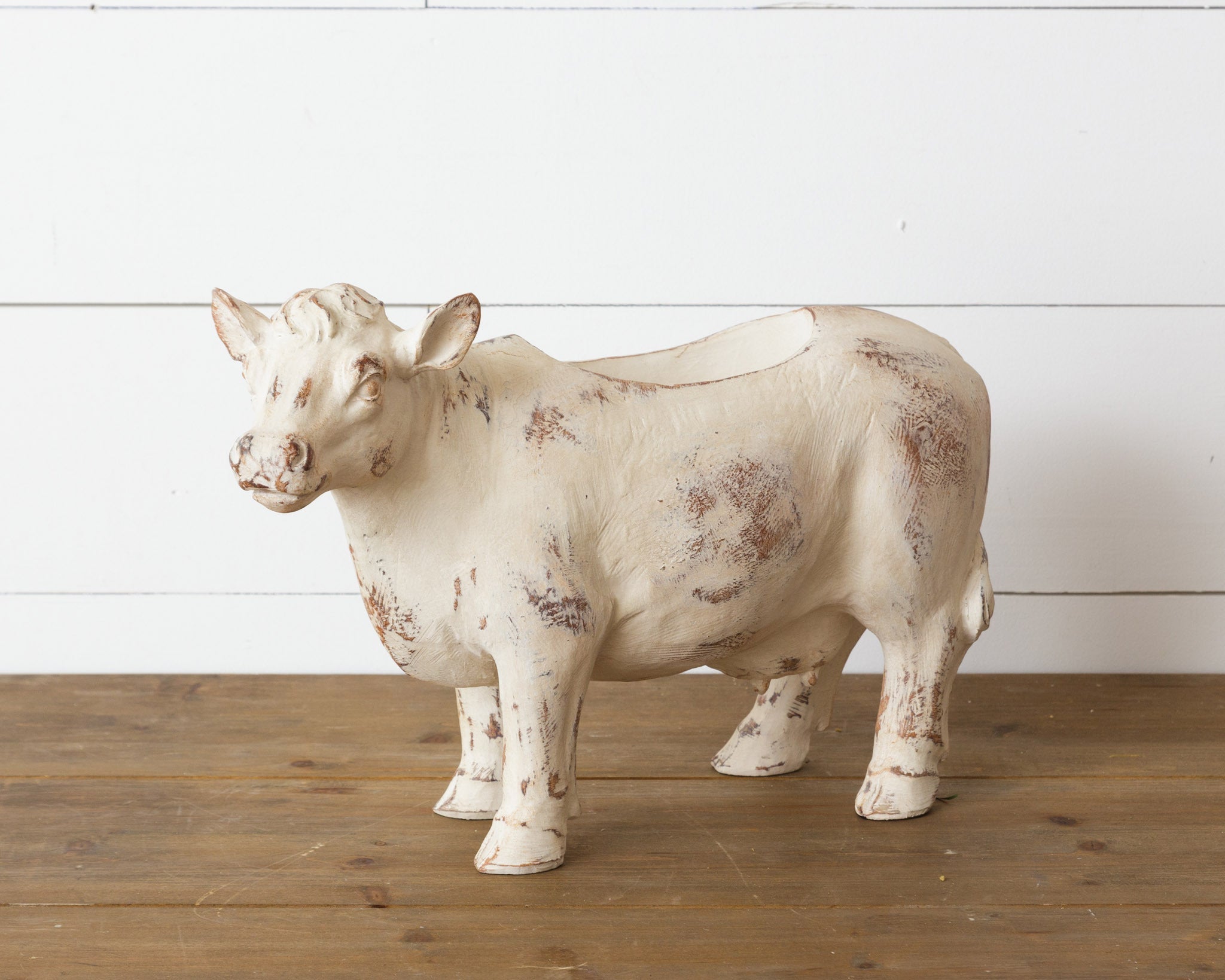 Distressed Cow Planter
