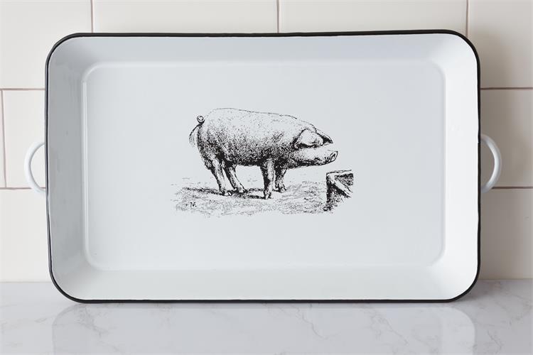 Enamel Tray w/ Pig