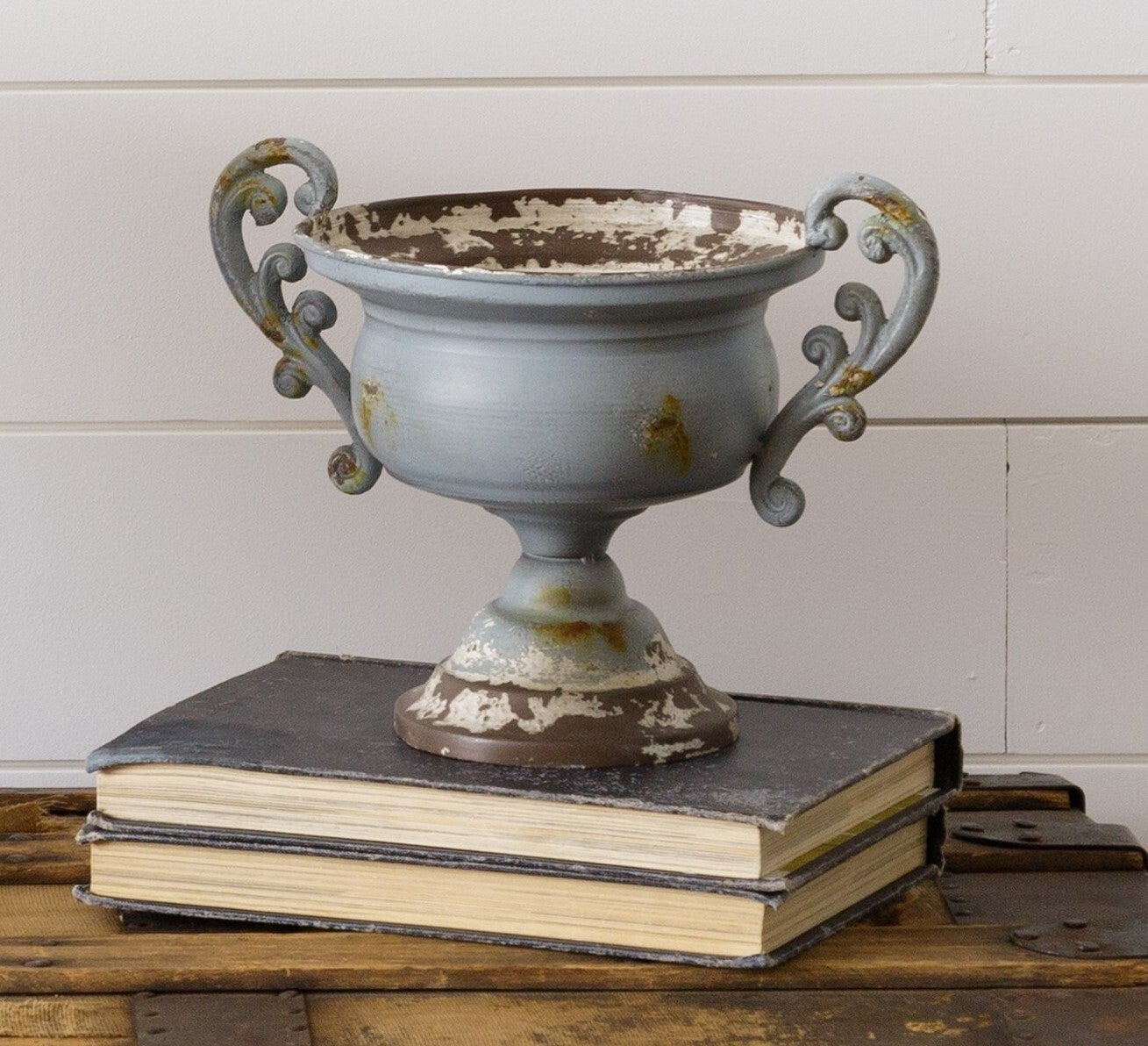 Distressed Blue Urn