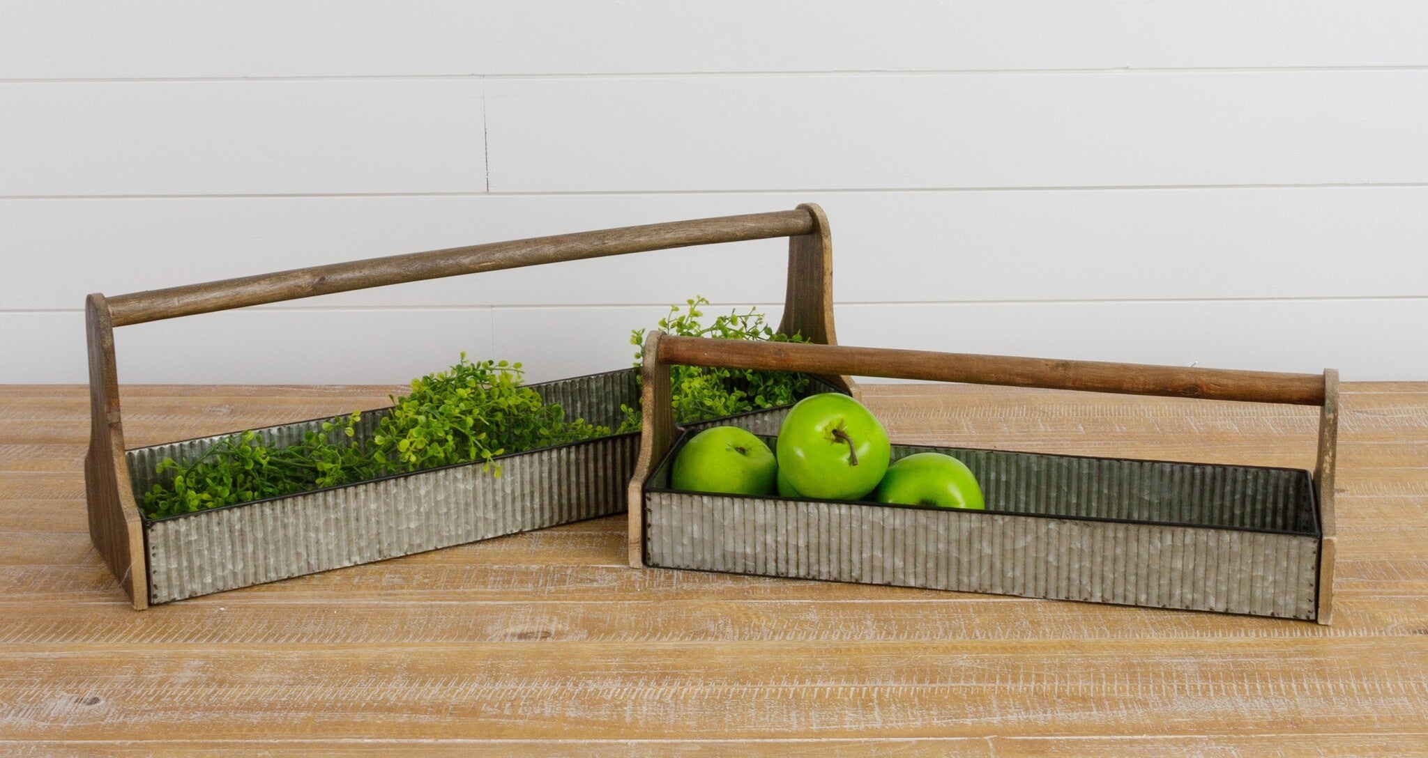 Corrugated Metal Containers w/ Handles (S/2)