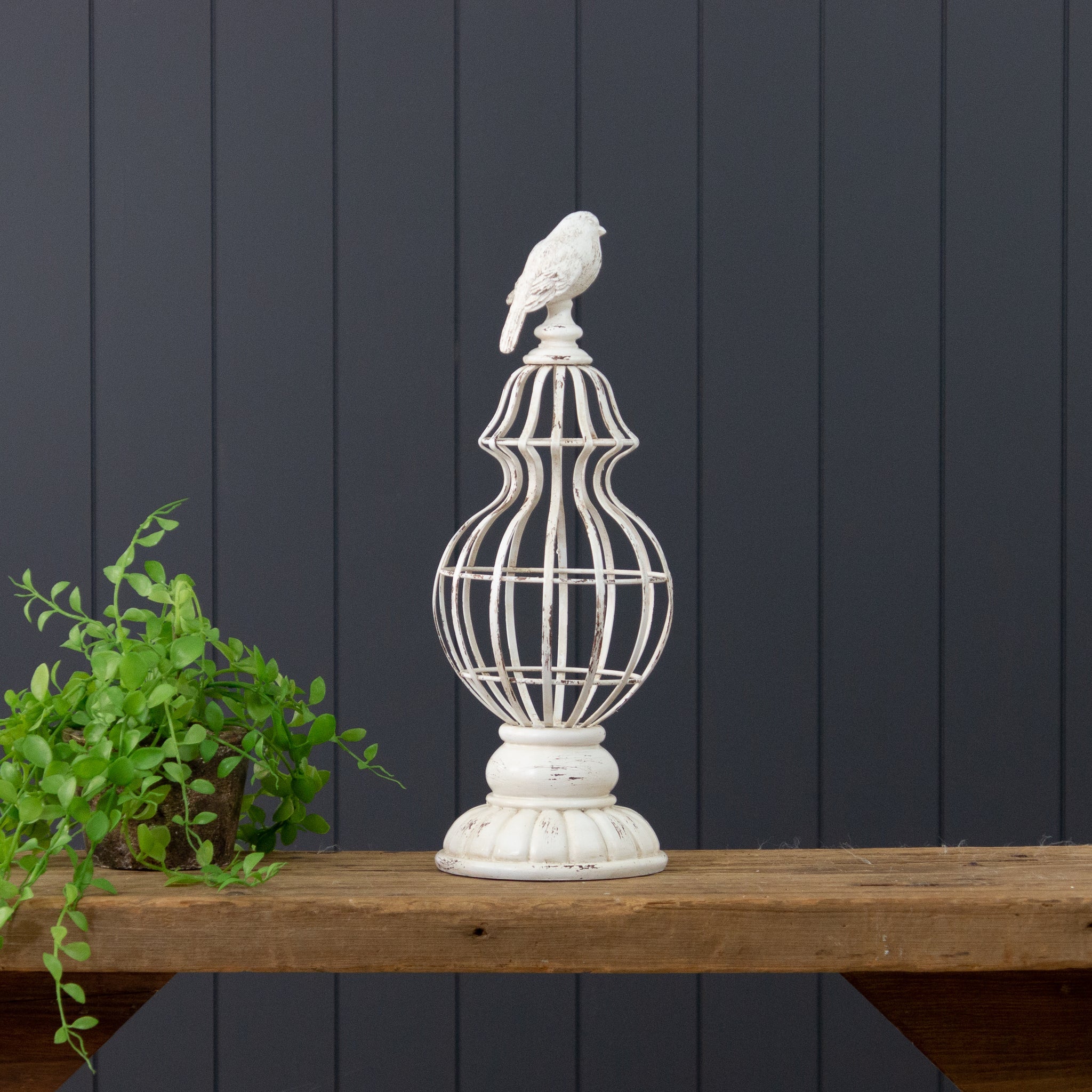 White Metal Bird Cage Finial (S)