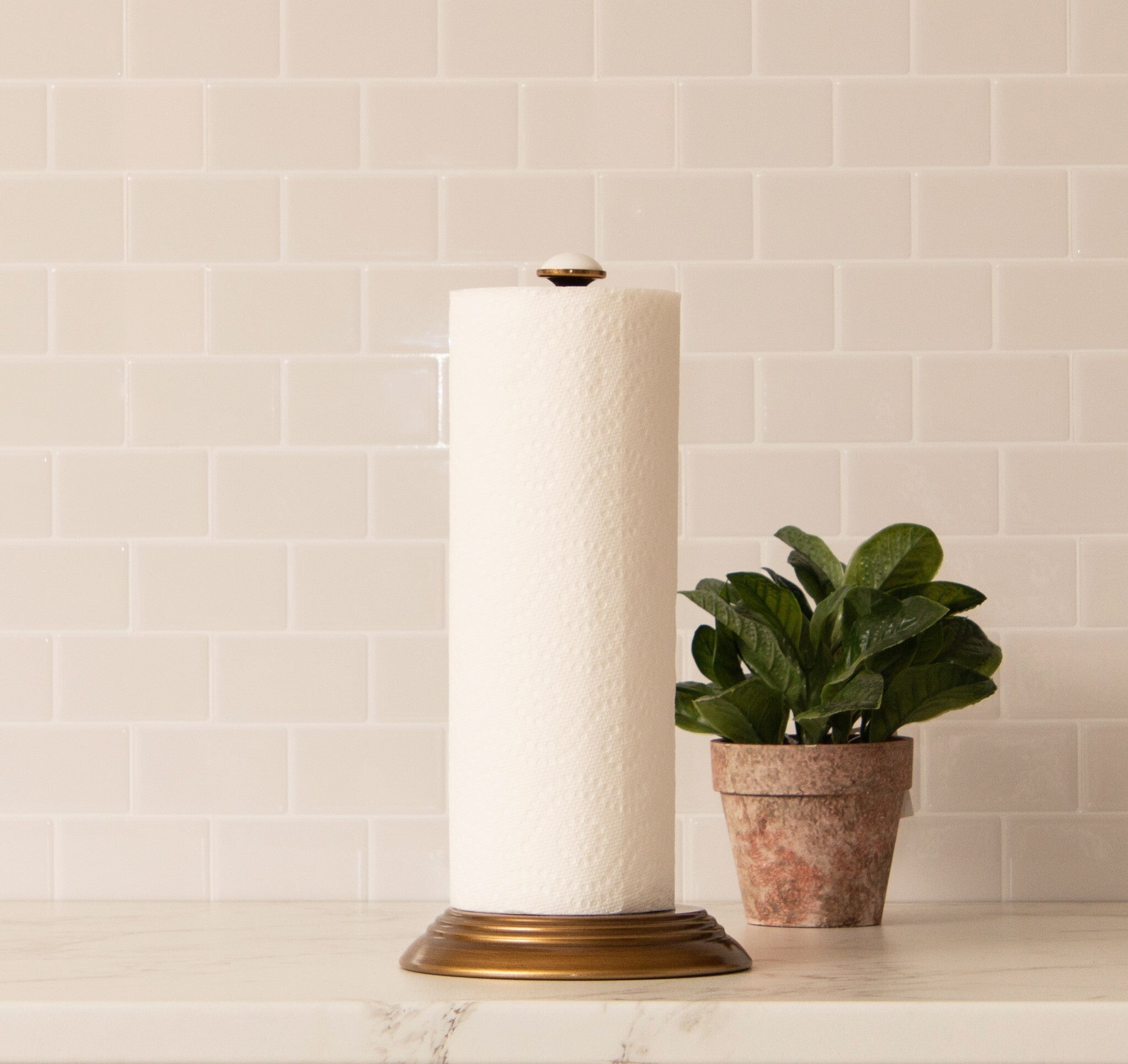 Antiqued Brass Paper Towel Holder