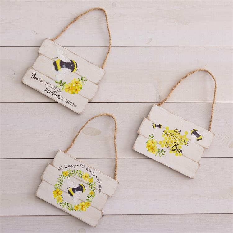 Wildflowers & Bee Hanging Signs (S/3)