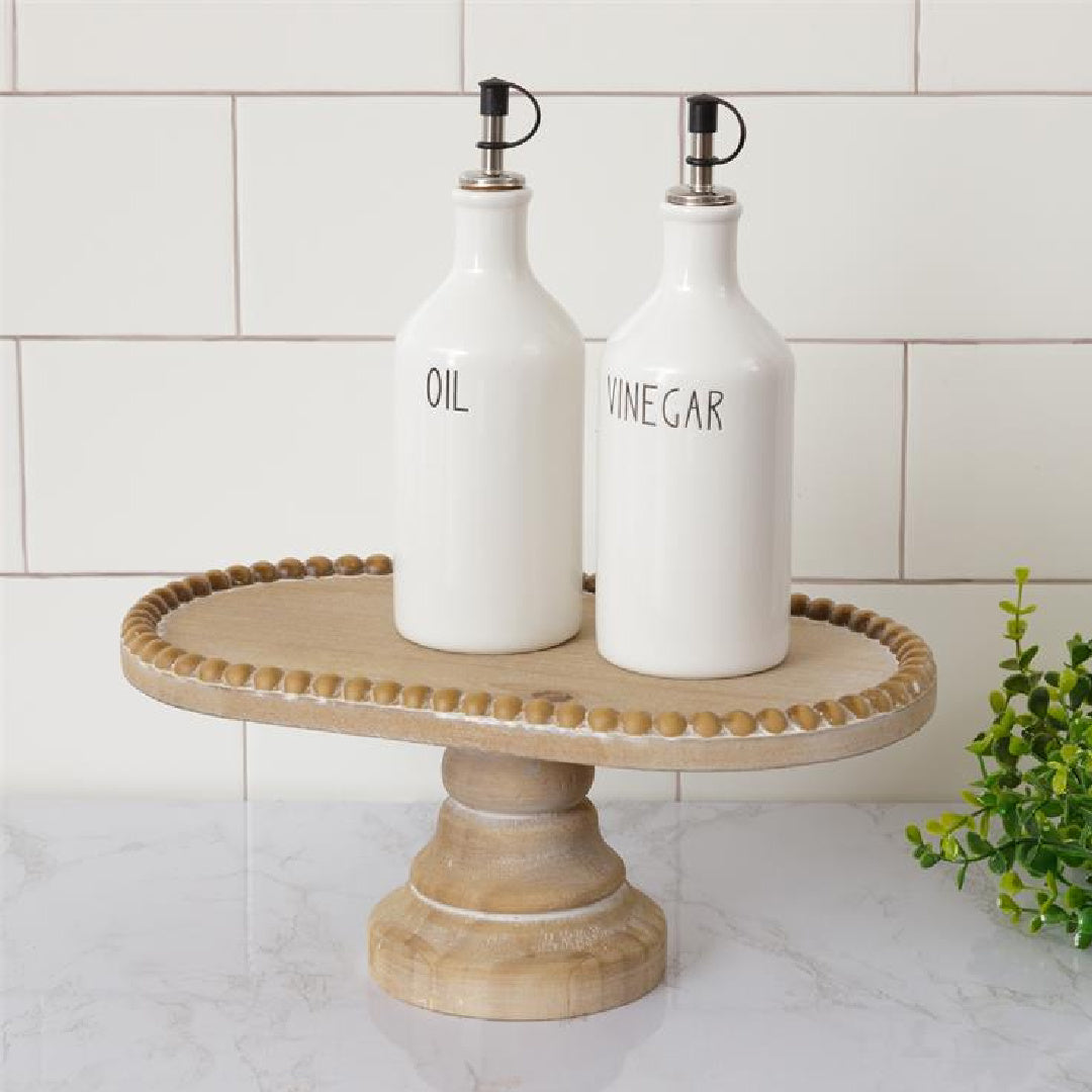 Beaded Oval Wooden Tray