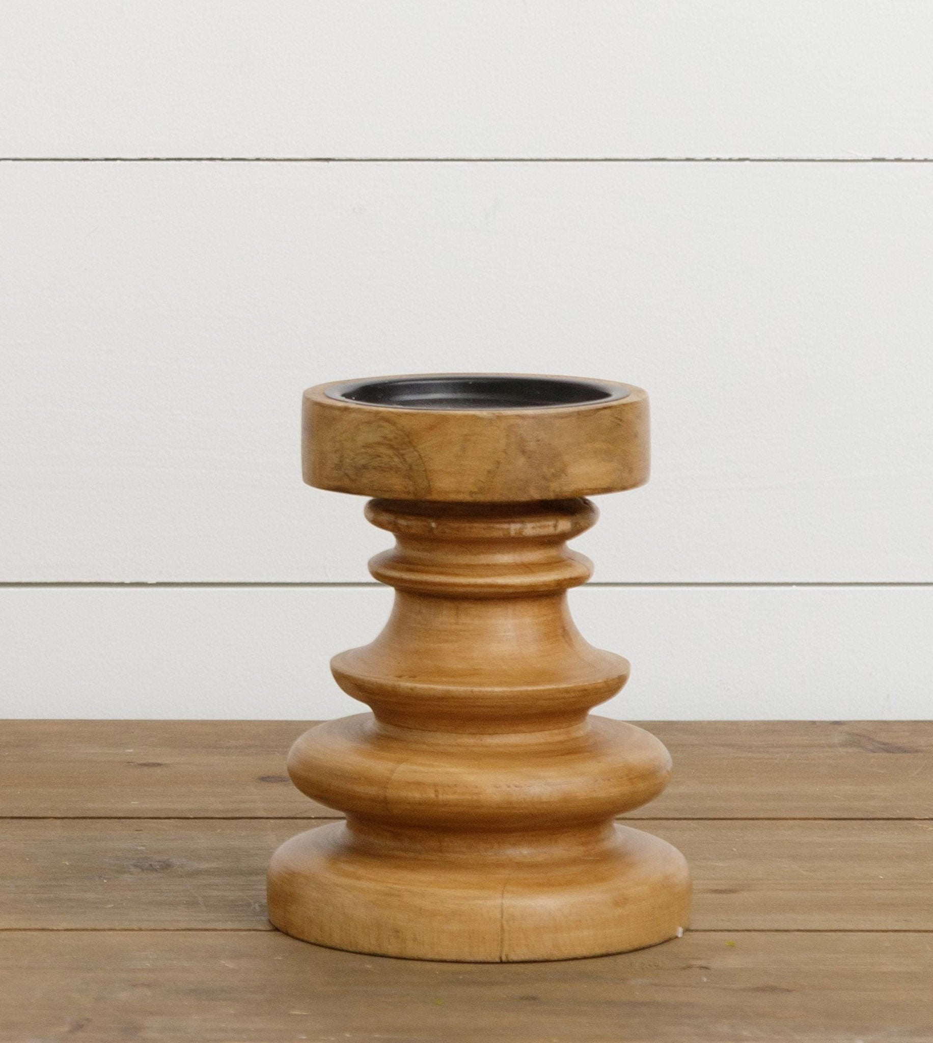 Turned Wood Candle Holder (S)